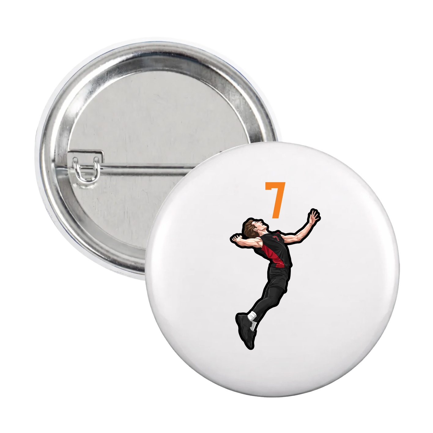 Game Day Button — Number Top in White