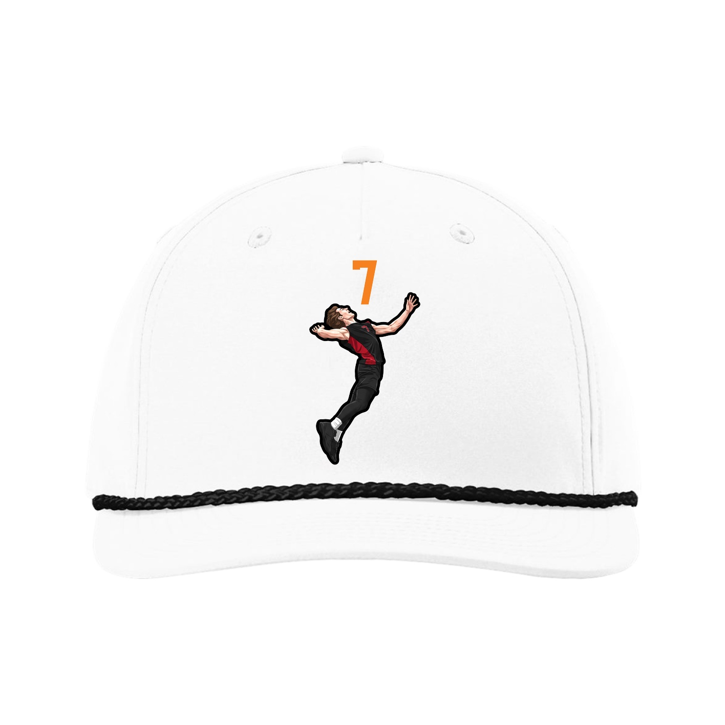 Five-Panel Classic Rope Cap — Number Top in White