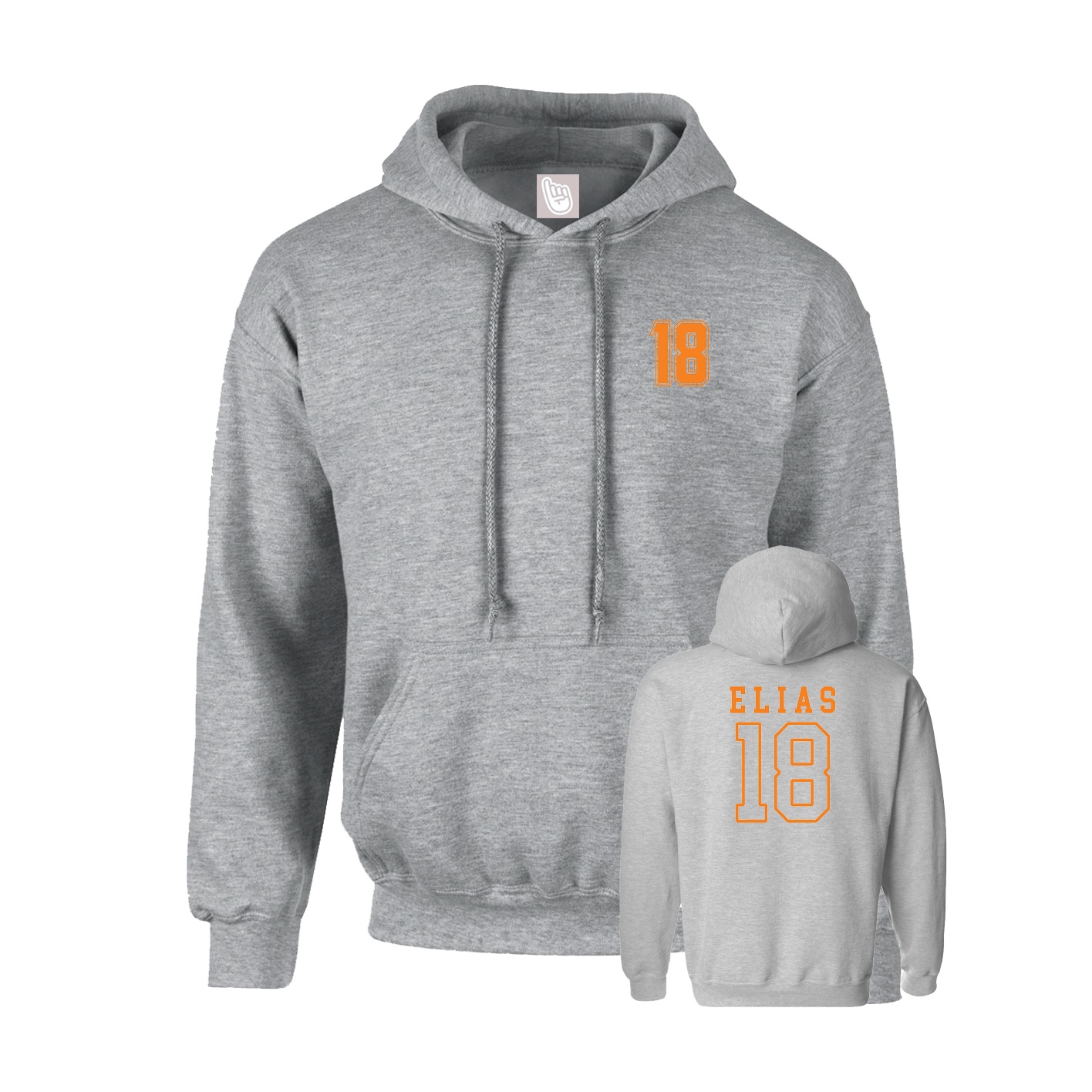 Youth Hoodie — Chest Back in Grey