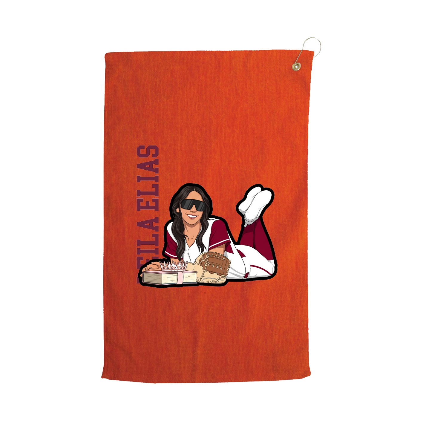 Golf Towel — Name Vertical in Orange