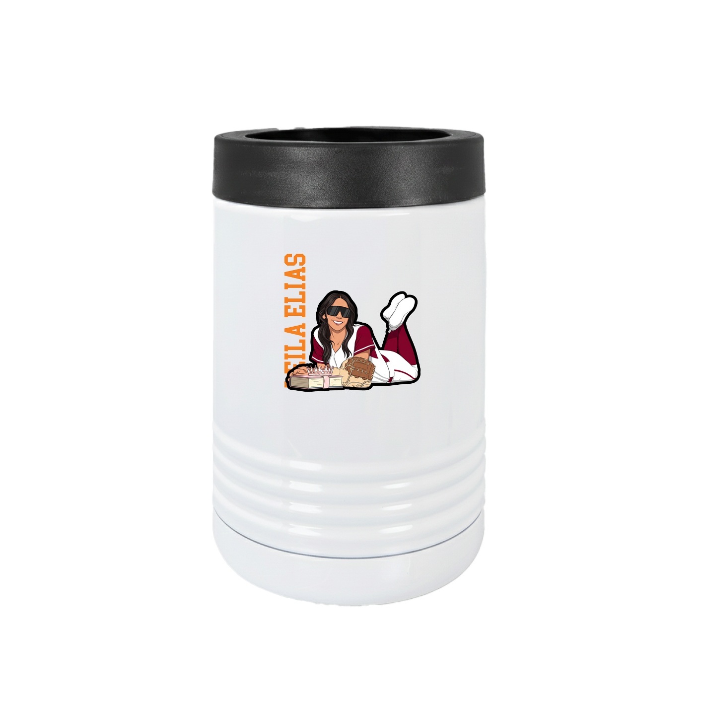 Beverage Holder — Name Vertical in White
