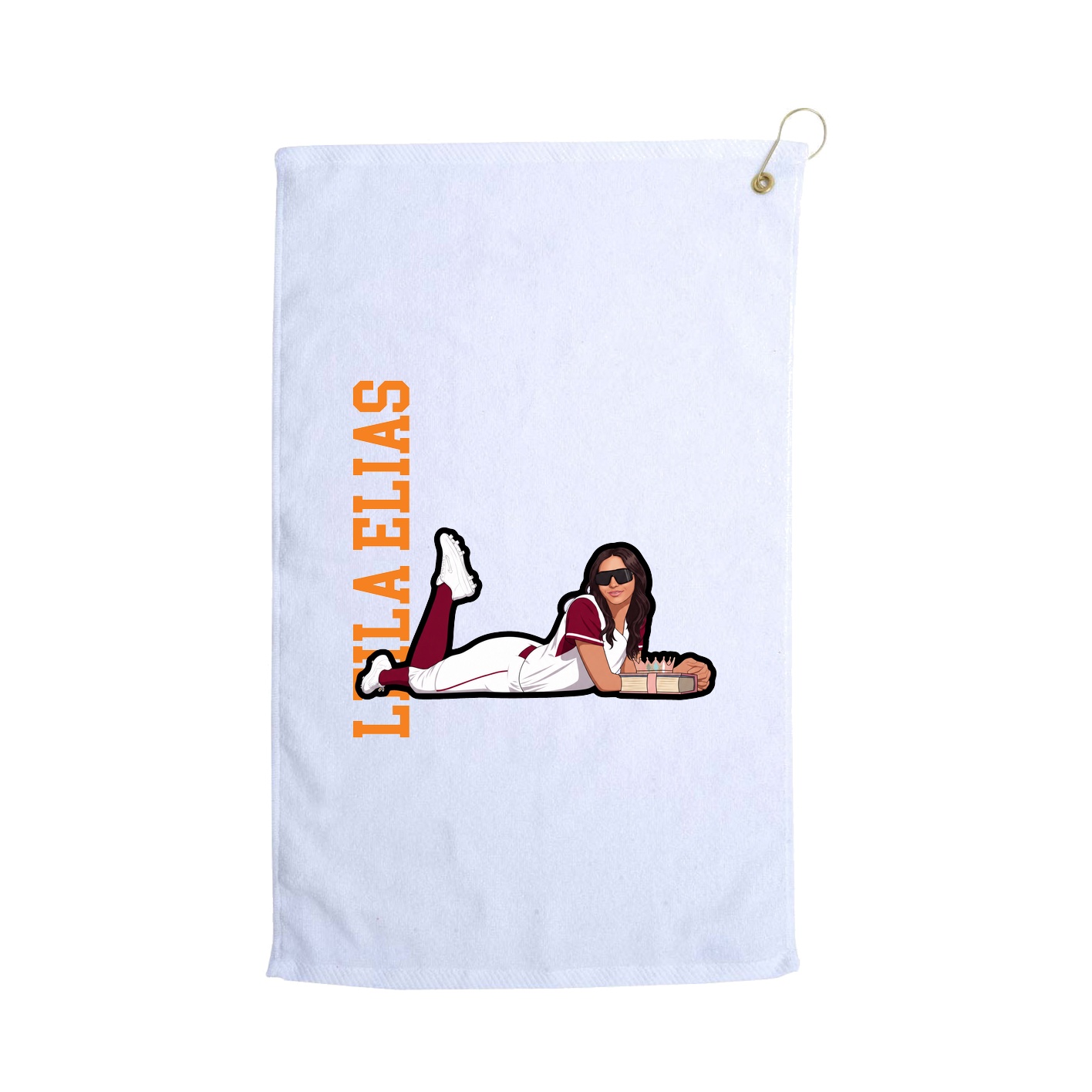 Golf Towel — Name Vertical in White