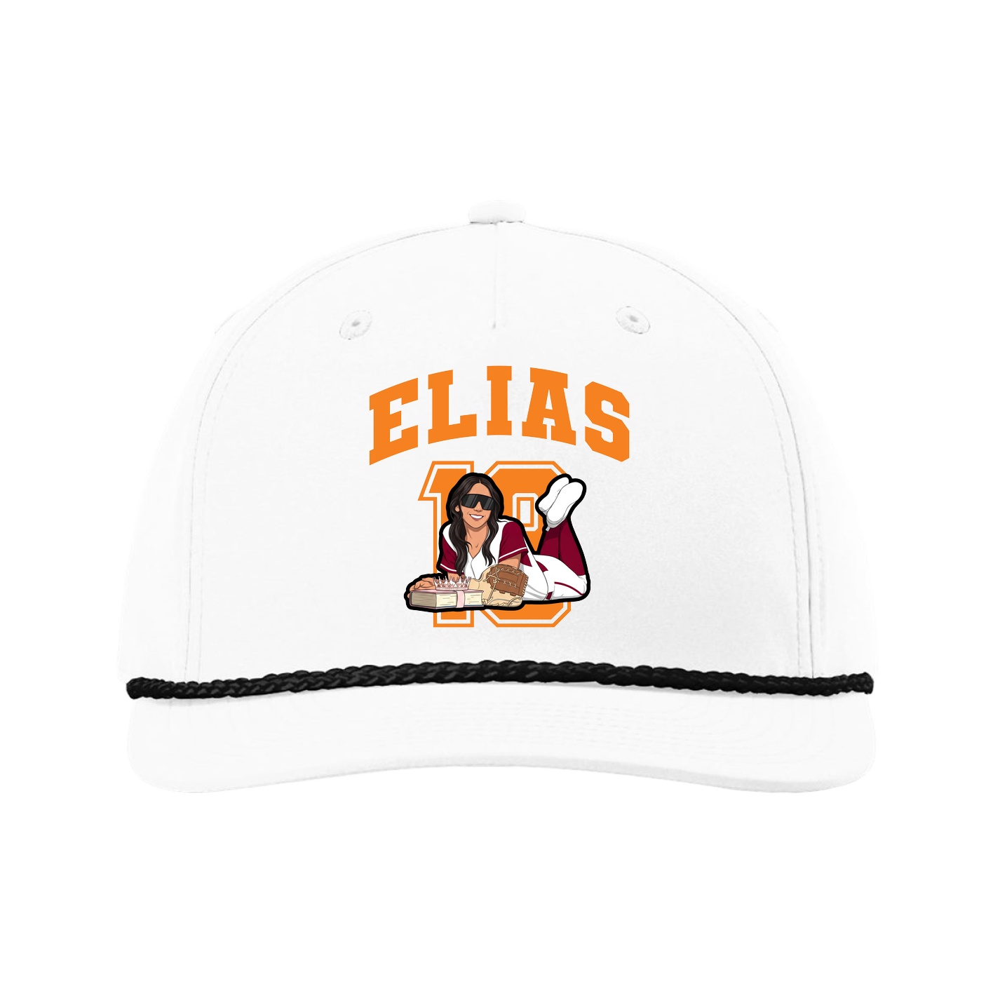 Five-Panel Classic Rope Cap — Number in White