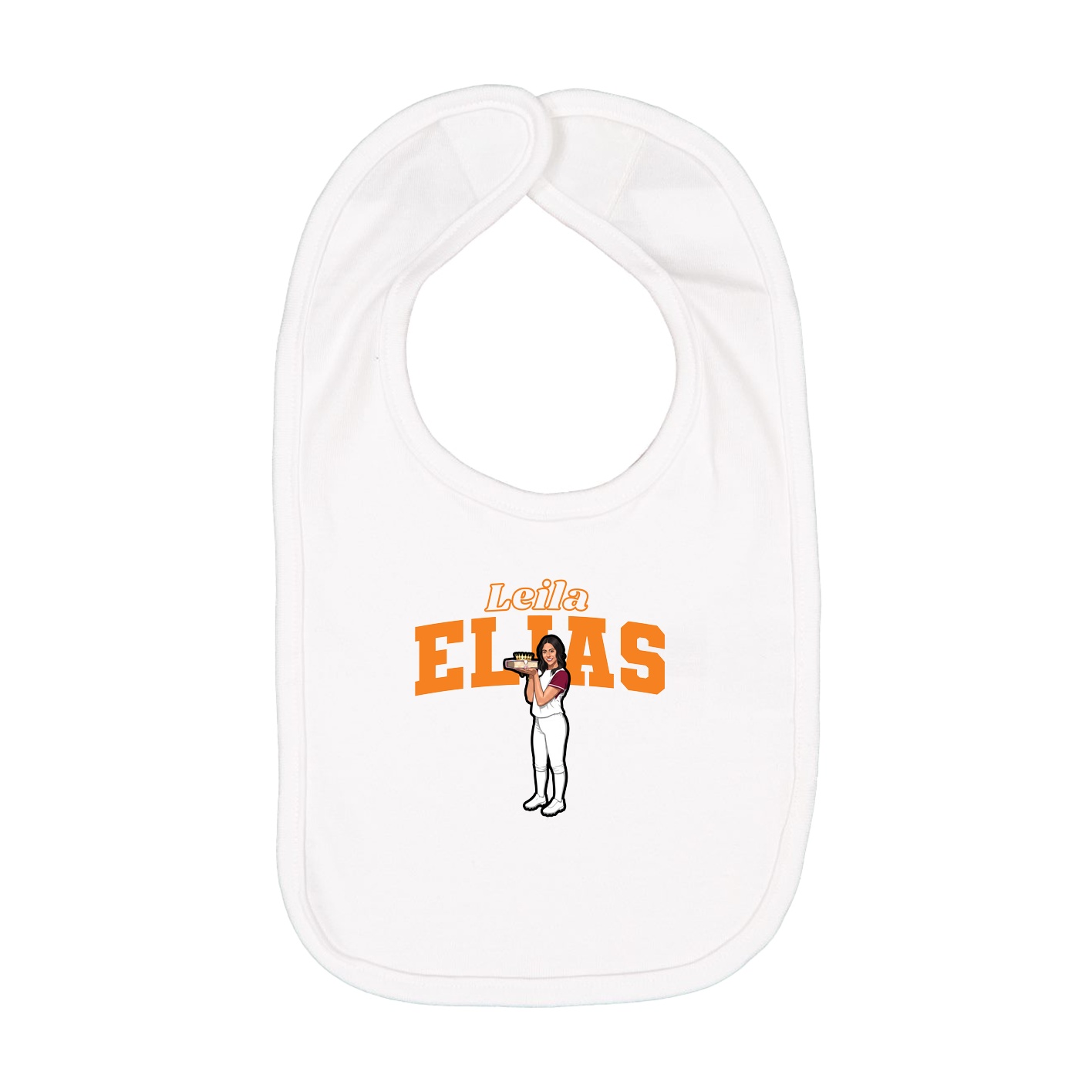 Infant Bib — Name Arch in White