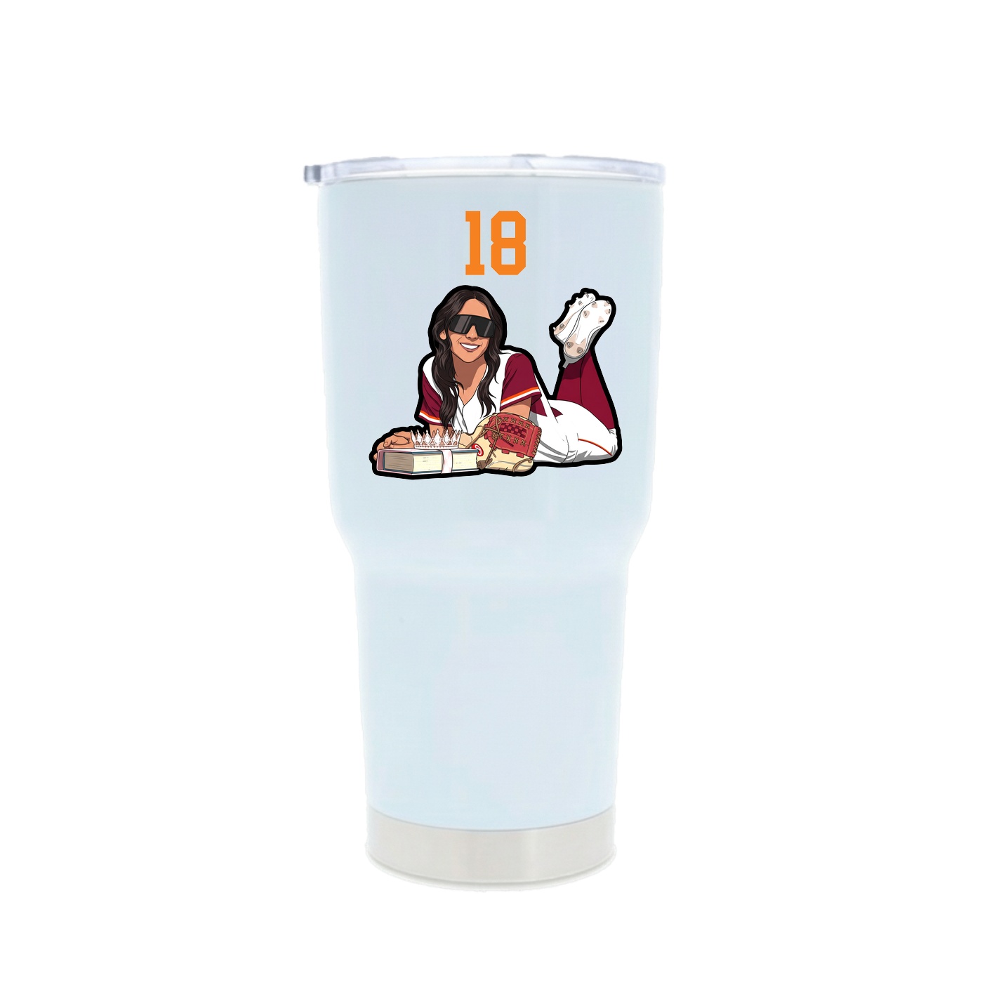 30oz Stainless Steel Tumbler — Number Top in White