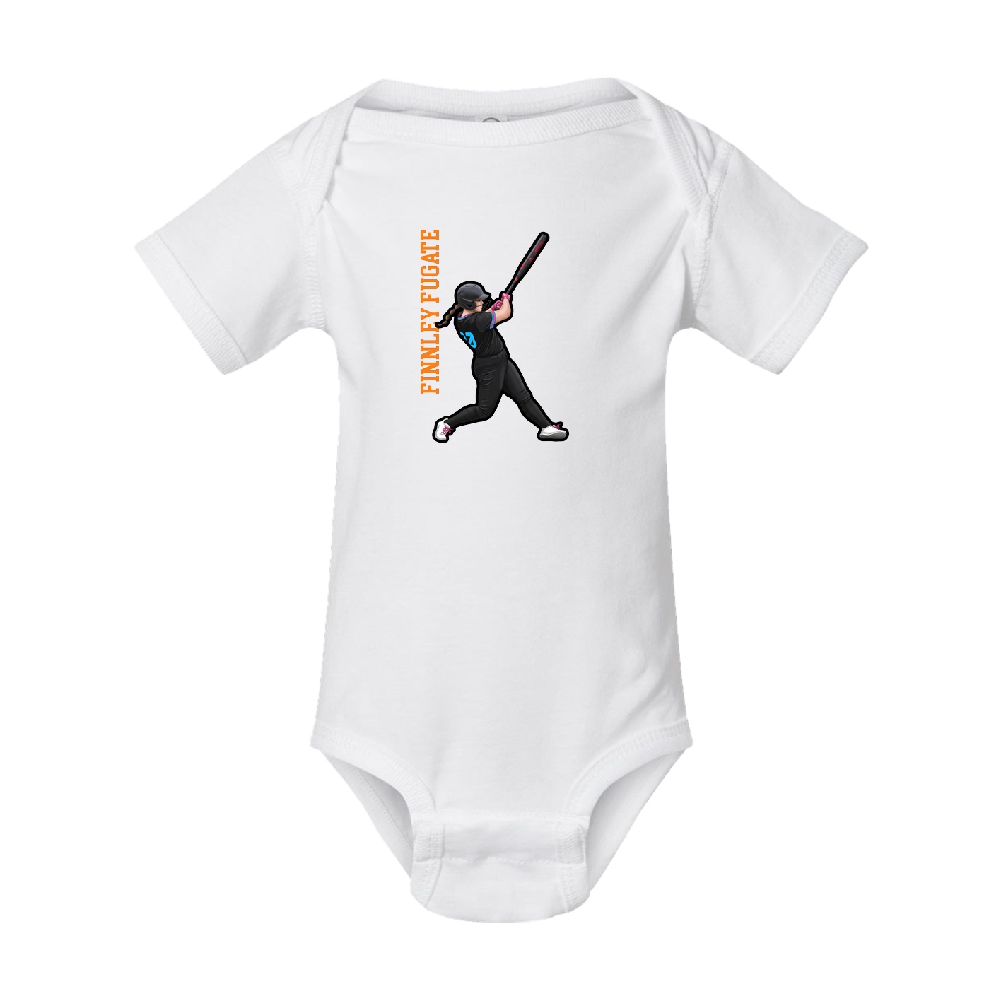 Baby Onesie — Name Vertical in White