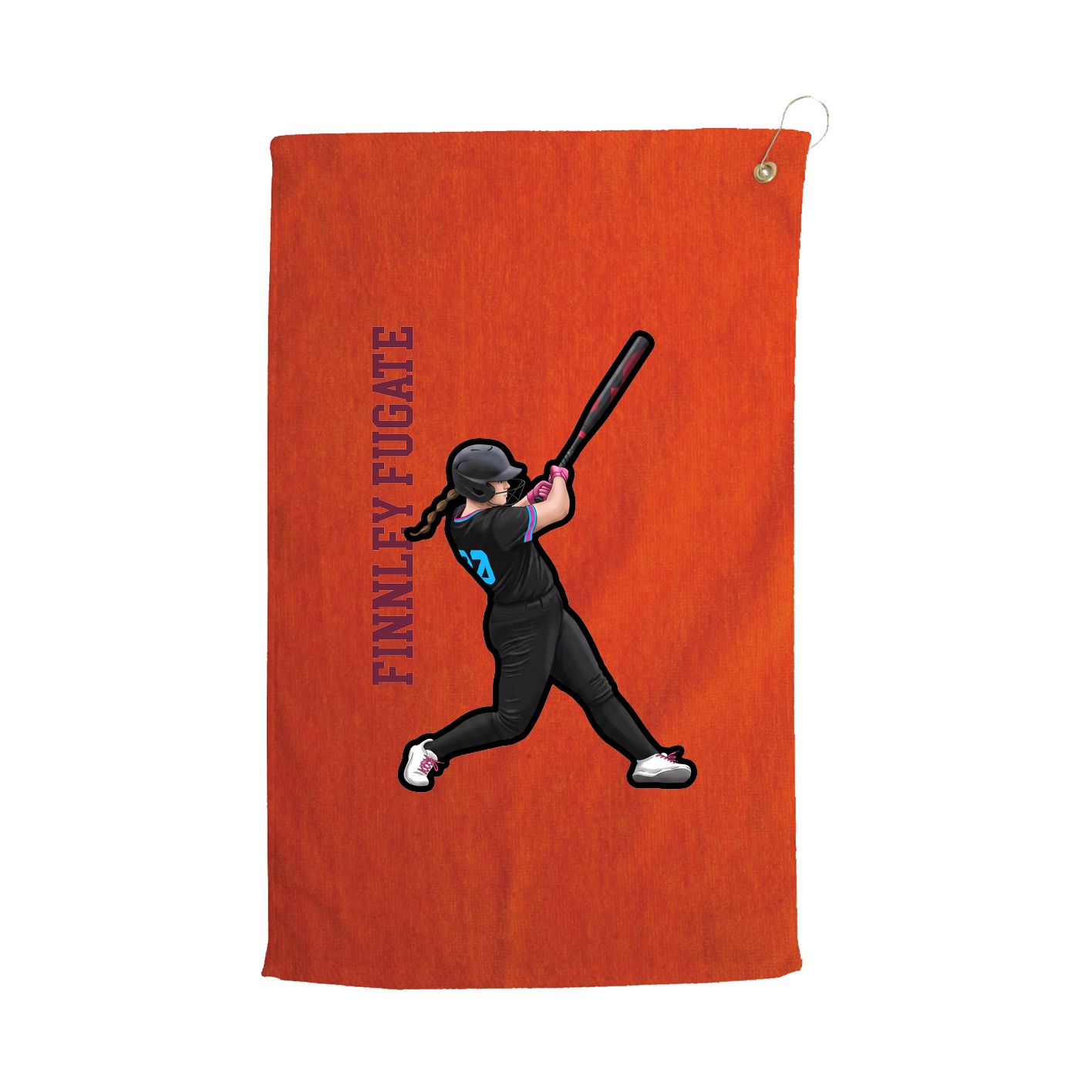 Golf Towel — Name Vertical in Orange