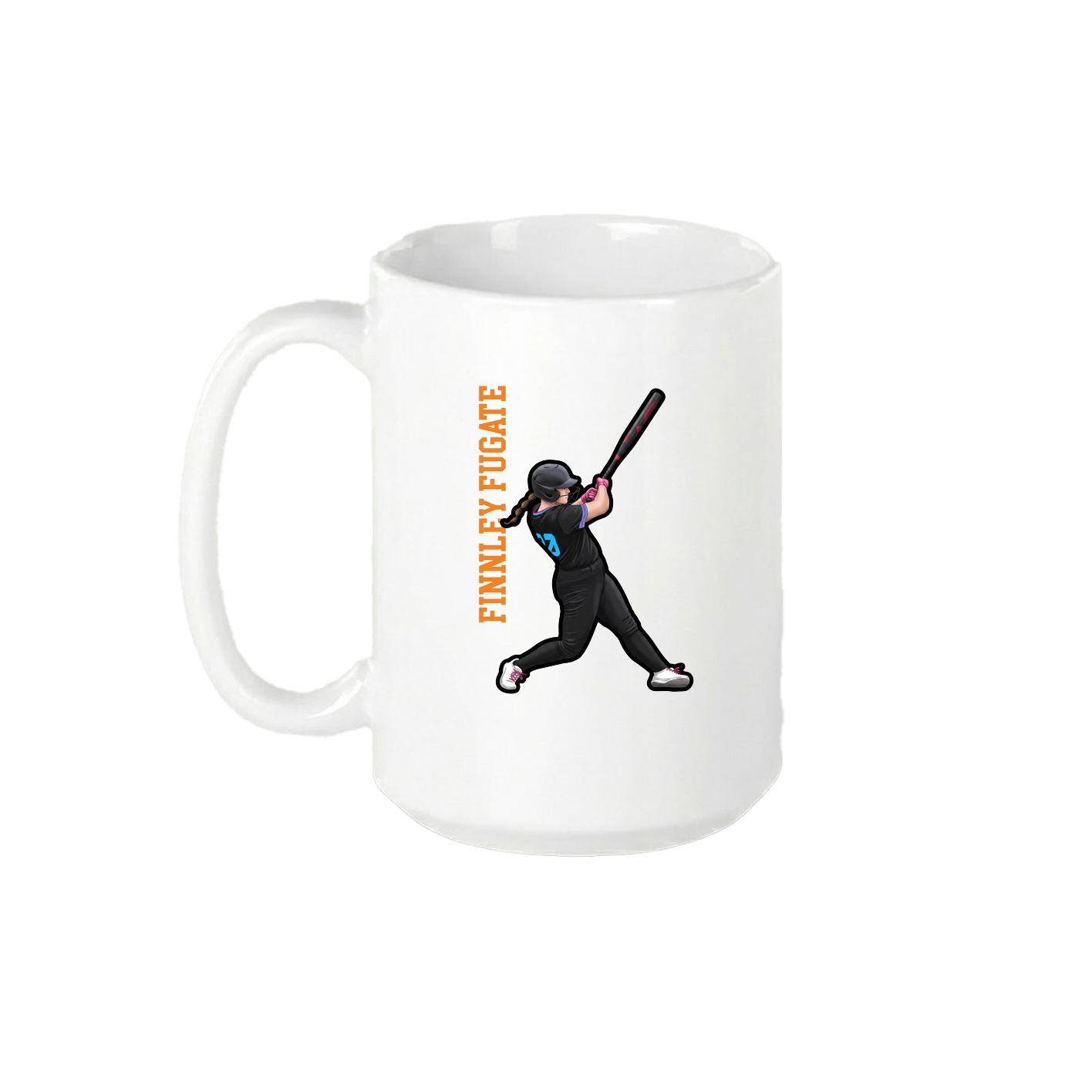 15oz Coffee Mug — Name Vertical in White