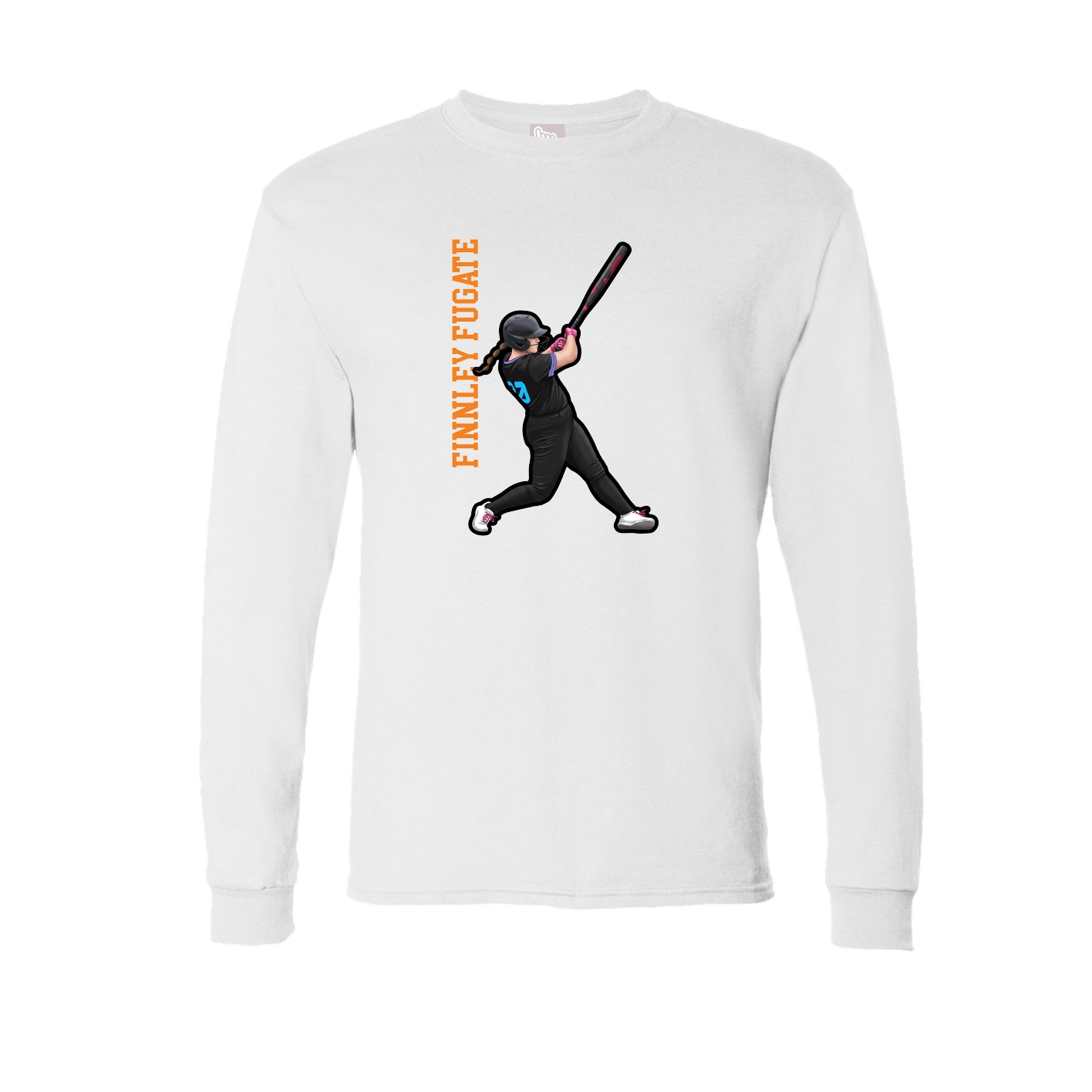 Long Sleeve Tee — Name Vertical in White
