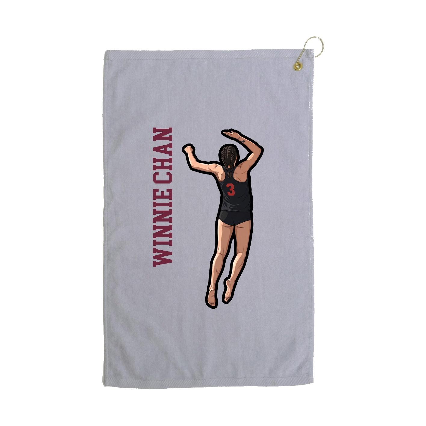 Golf Towel — Name Vertical in Grey