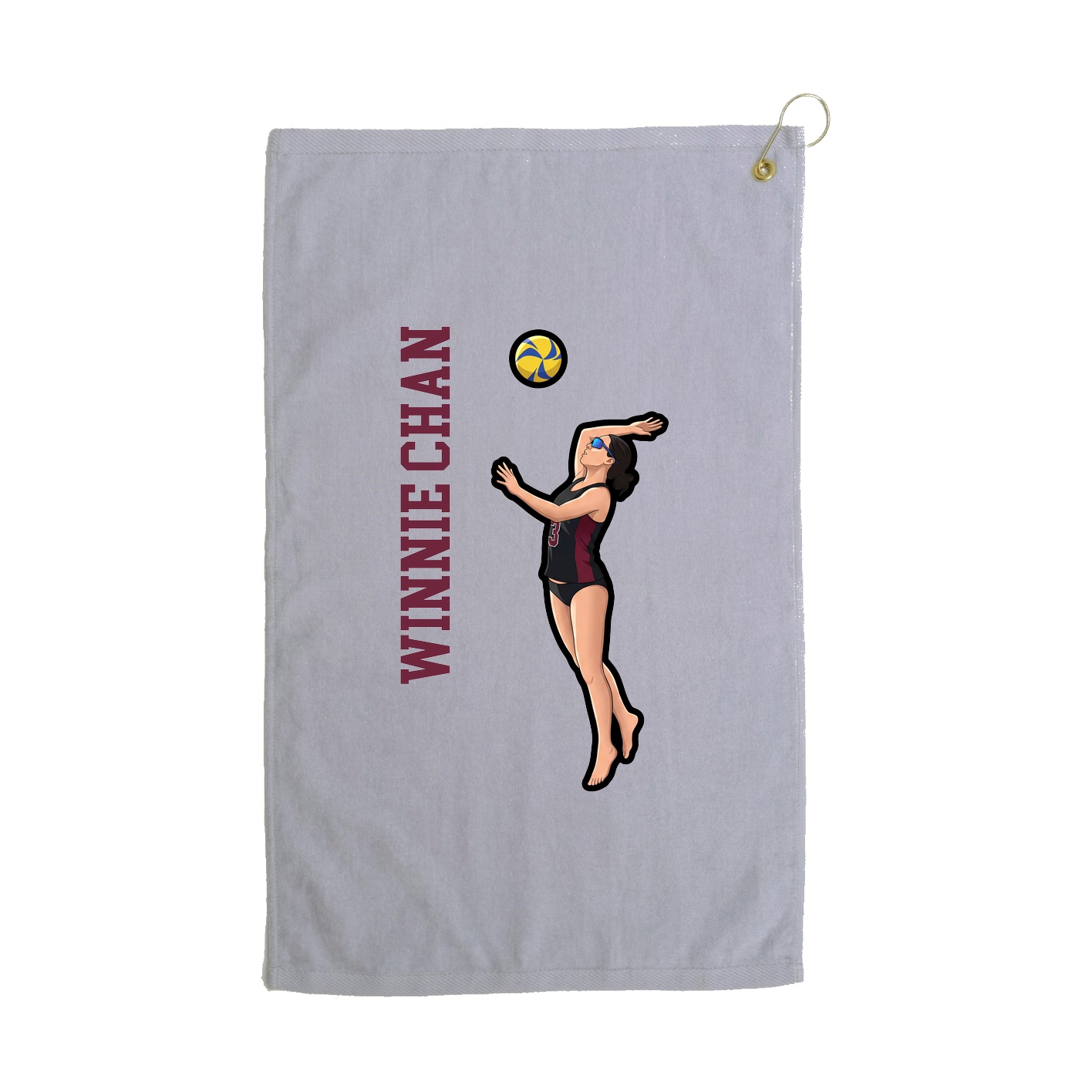 Golf Towel — Name Vertical in Grey