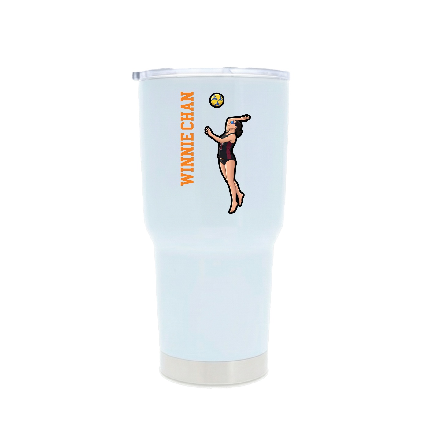 30oz Stainless Steel Tumbler — Name Vertical in White