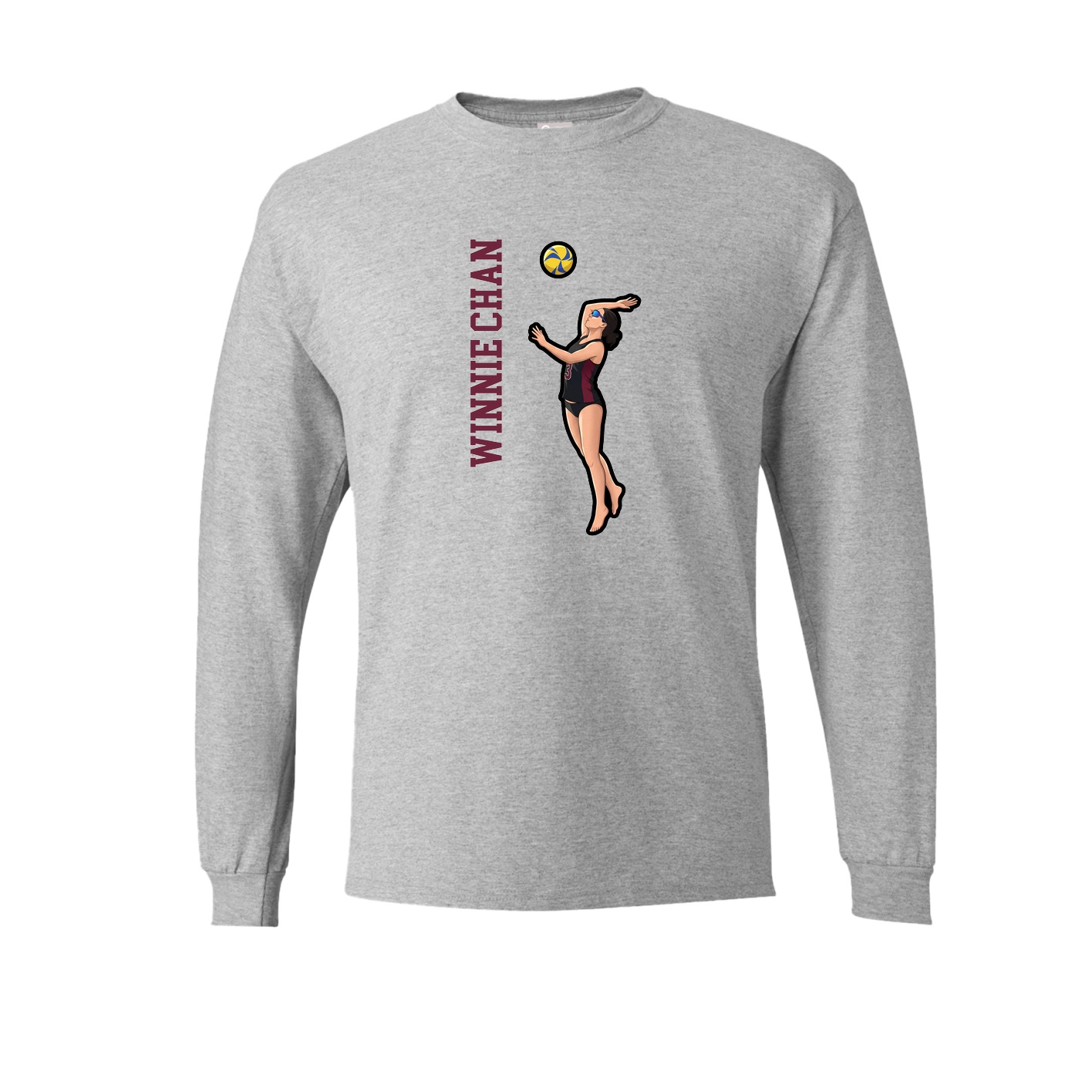 Long Sleeve Tee — Name Vertical in Grey