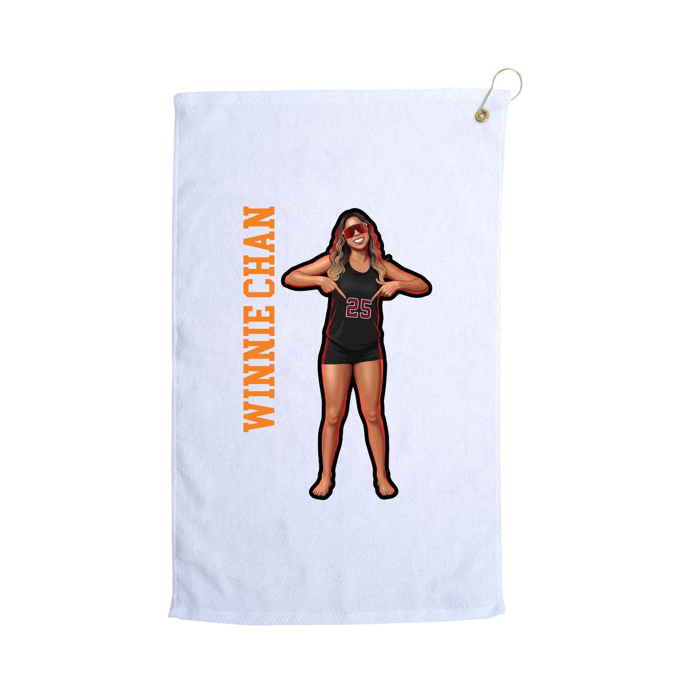 Golf Towel — Name Vertical in White