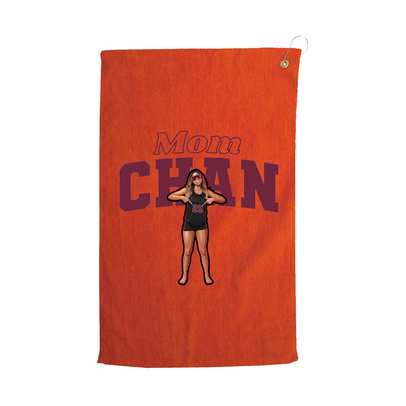 Golf Towel — Mothers Day Block in Orange