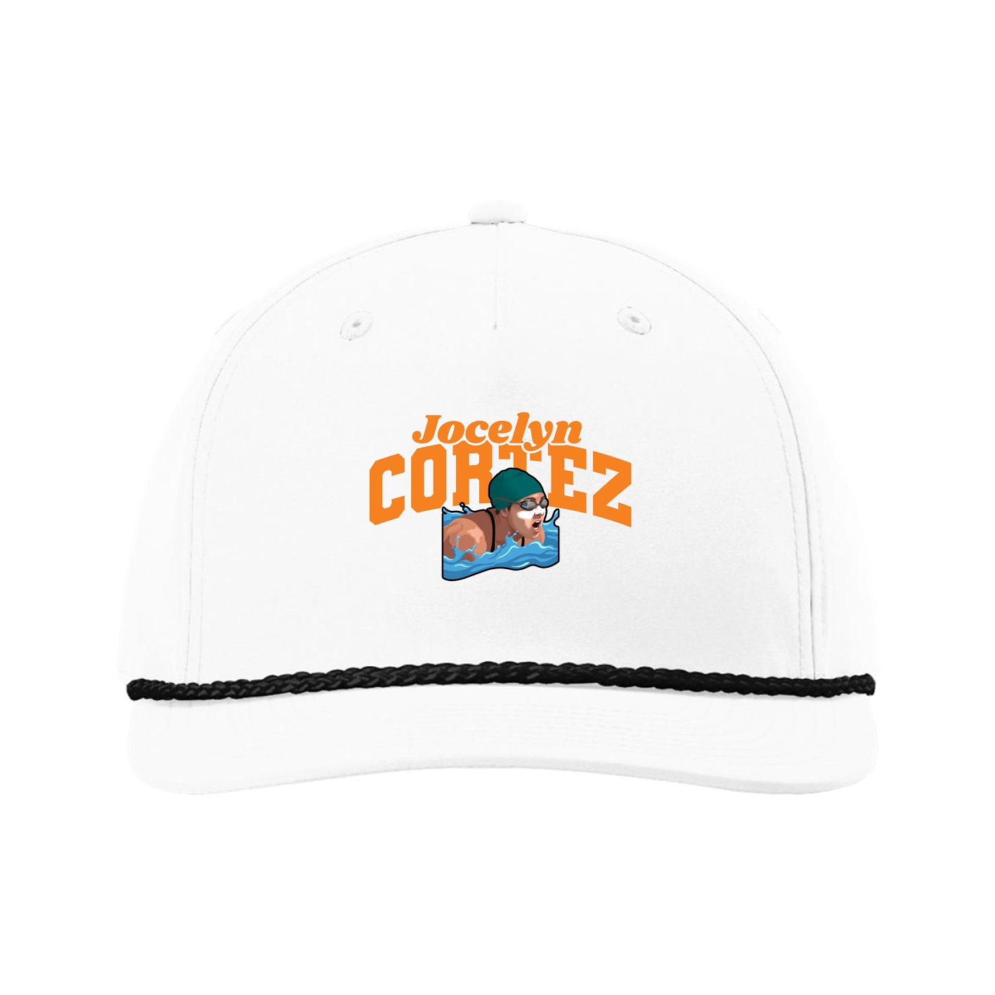 Five-Panel Classic Rope Cap — Signature Arch in White