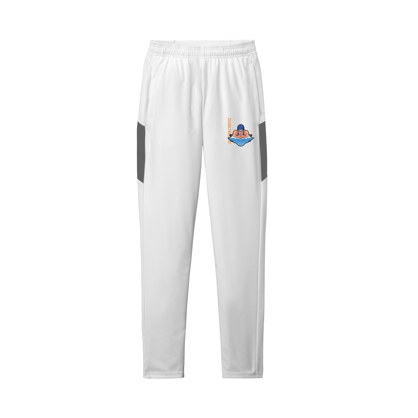 Team Travel Pant — Name Vertical in White/Grey