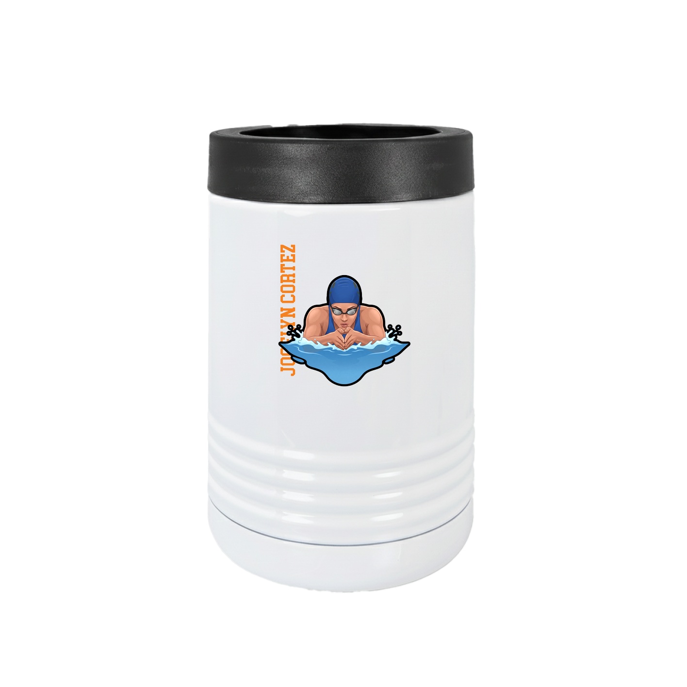Beverage Holder — Name Vertical in White
