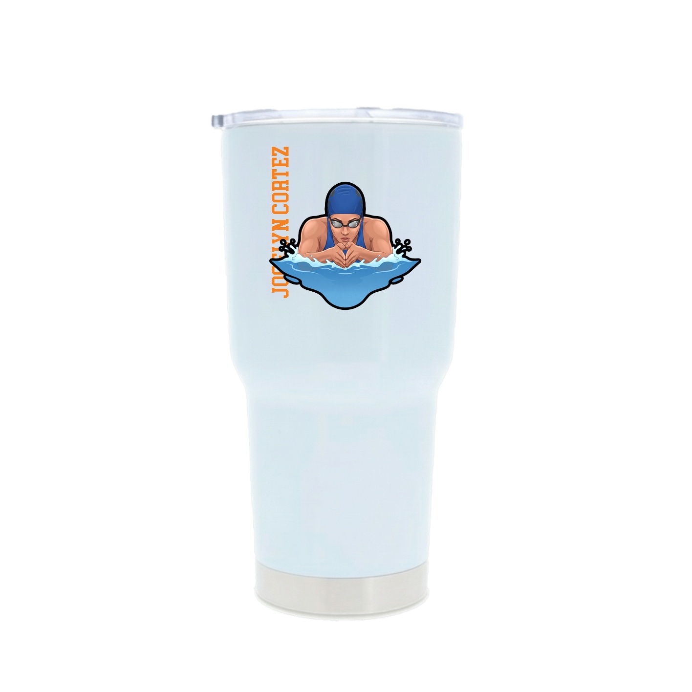 30oz Stainless Steel Tumbler — Name Vertical in White