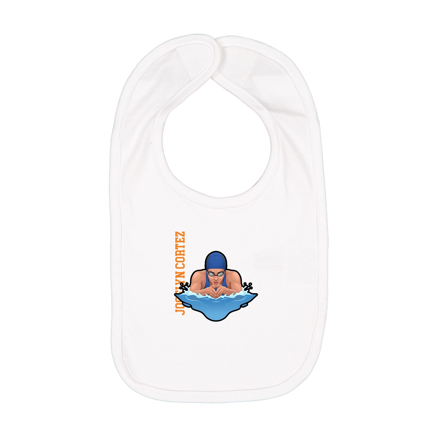 Infant Bib — Name Vertical in White