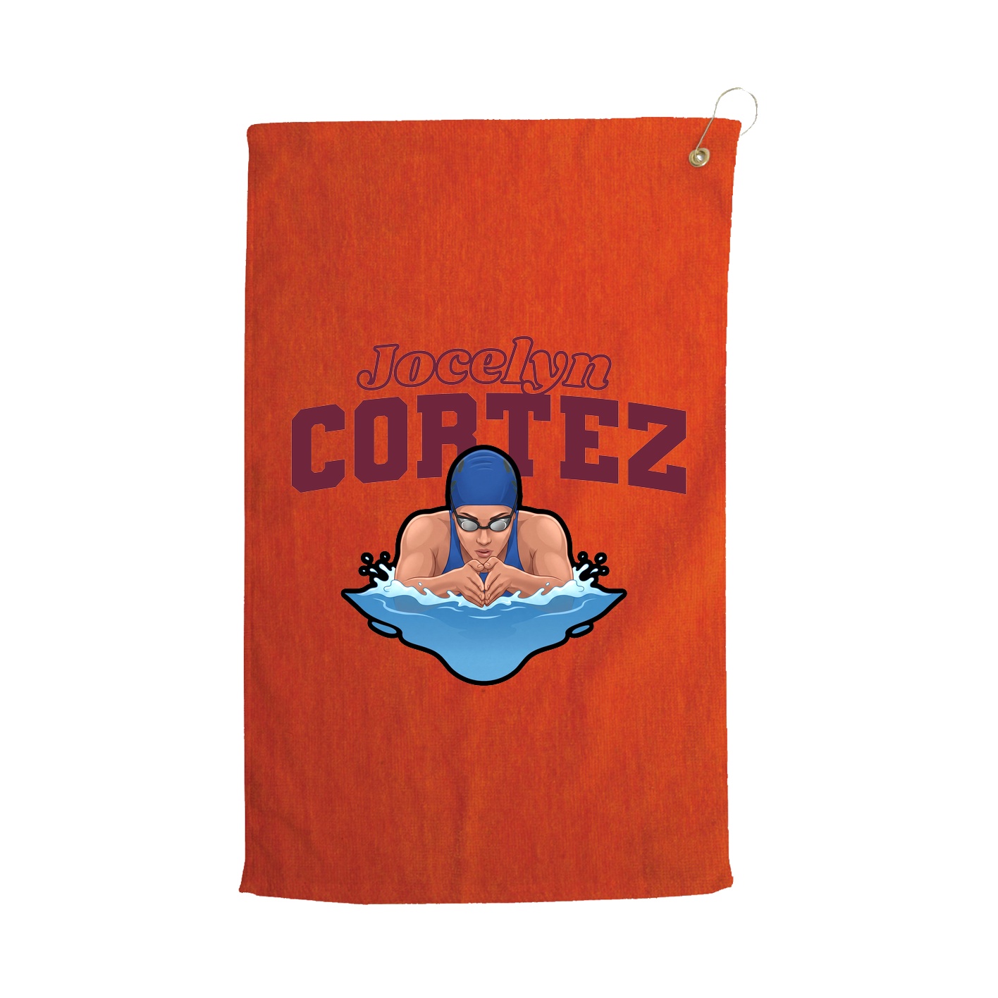 Golf Towel — Name Arch in Orange