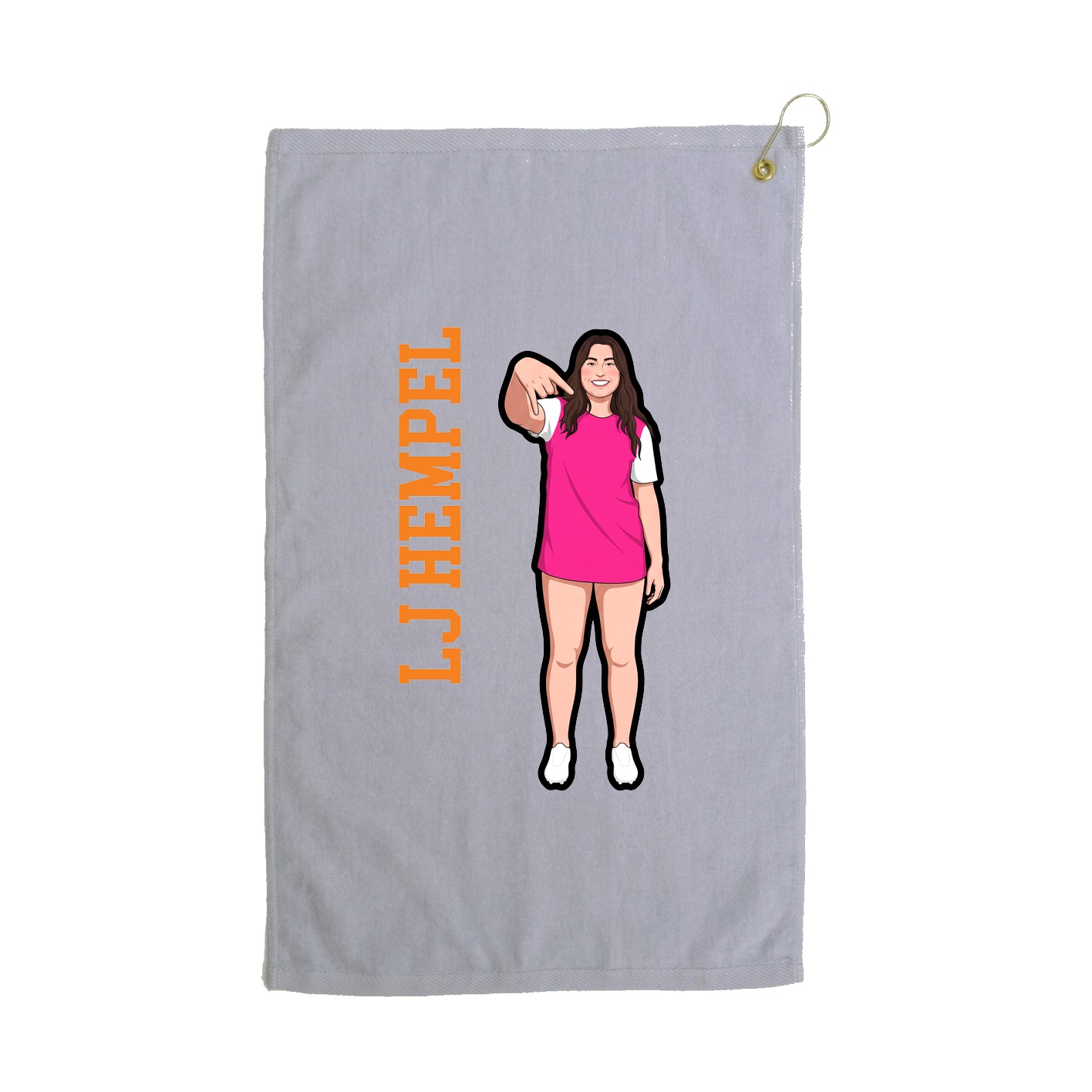 Golf Towel — Name Vertical in Grey