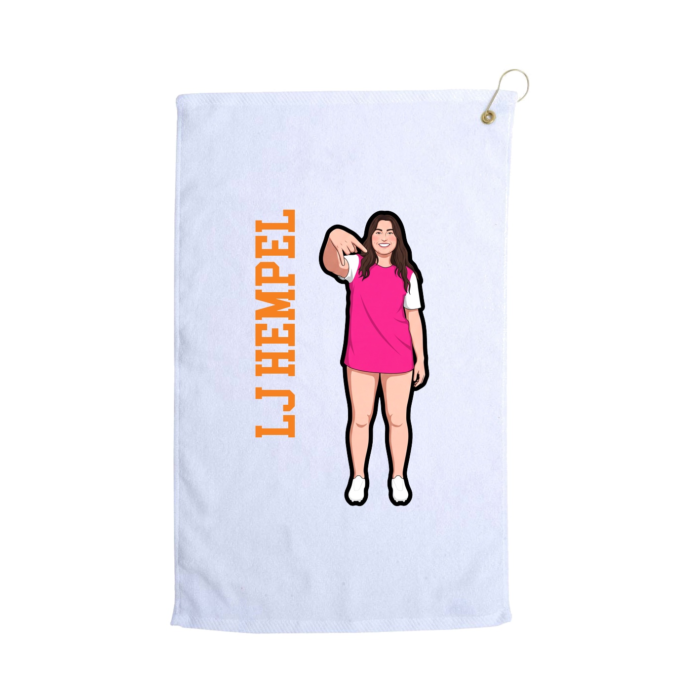 Golf Towel — Name Vertical in White
