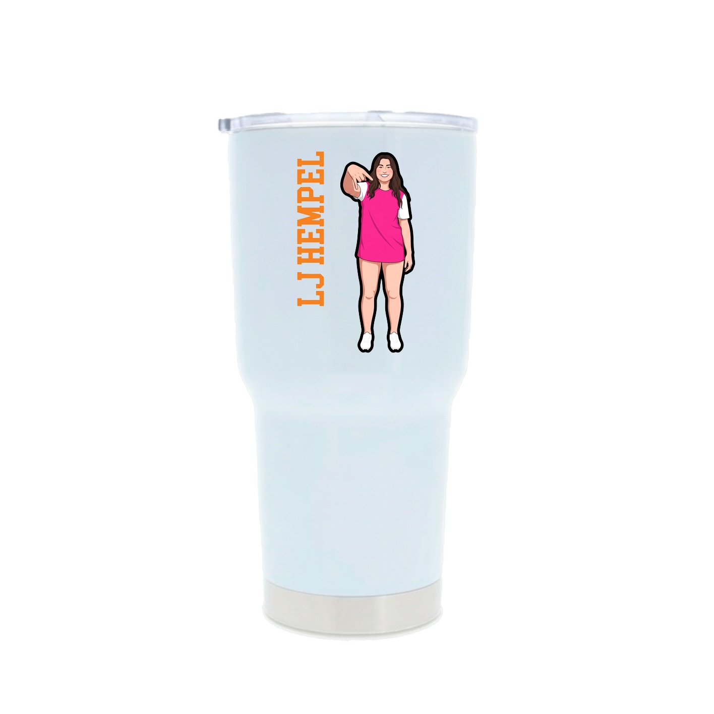 30oz Stainless Steel Tumbler — Name Vertical in White