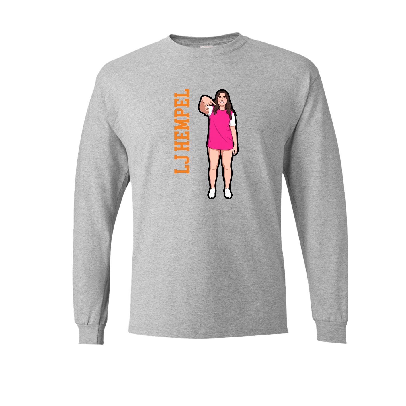Long Sleeve Tee — Name Vertical in Grey