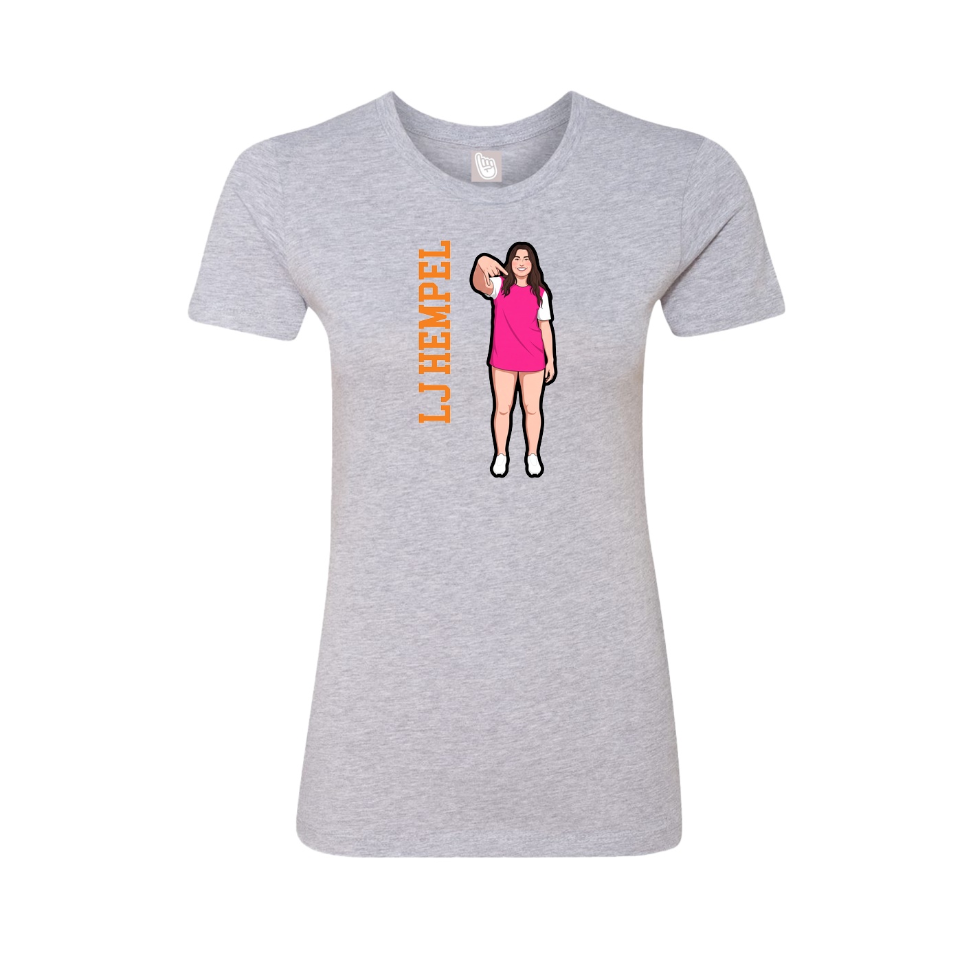 Fitted Women's Tee — Name Vertical in Grey