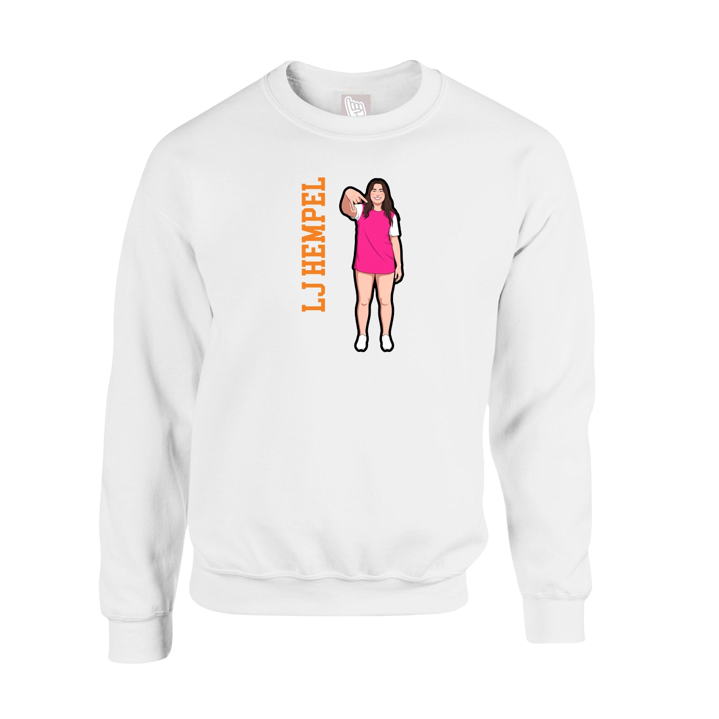 Fleece Crew — Name Vertical in White