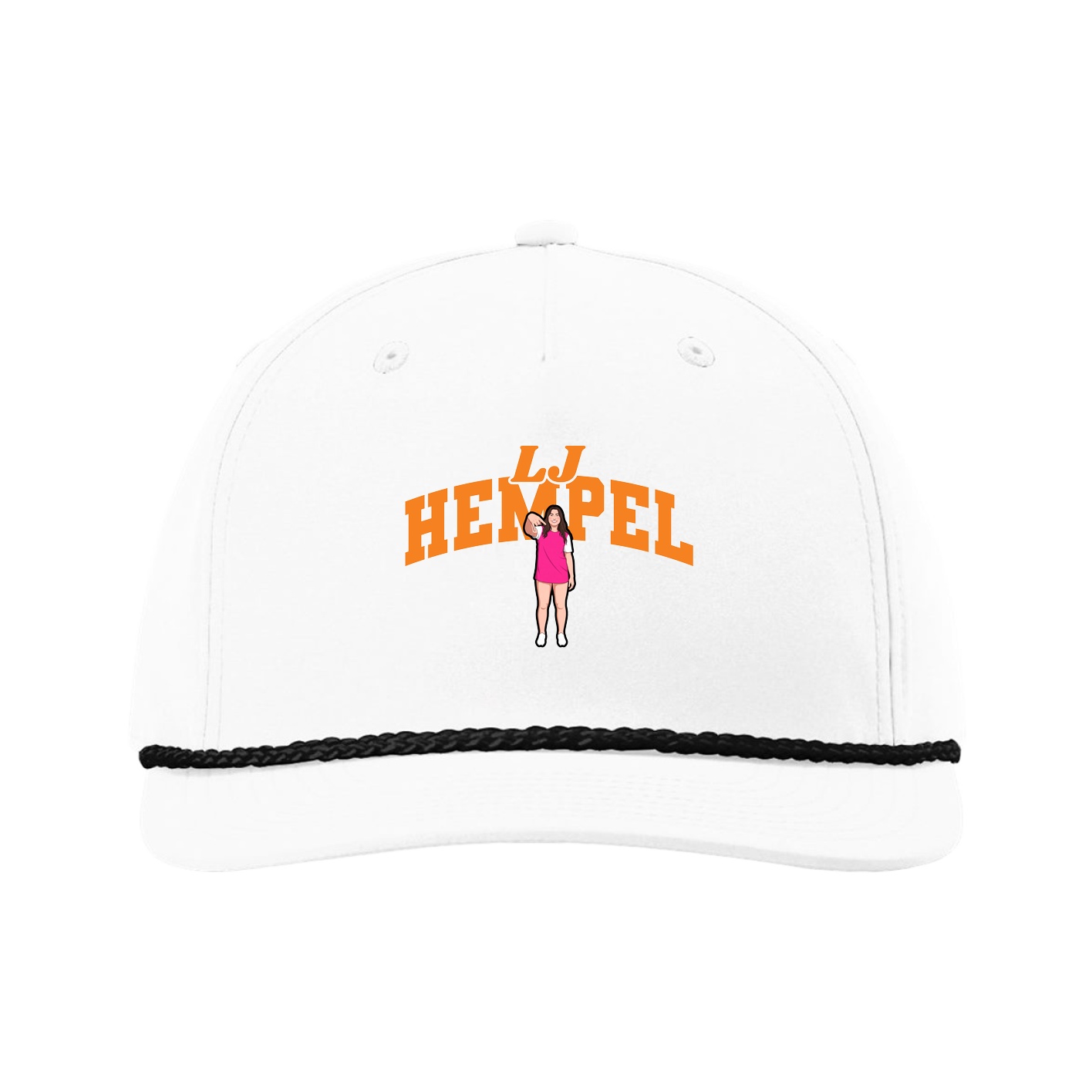 Five-Panel Classic Rope Cap — Signature Arch in White