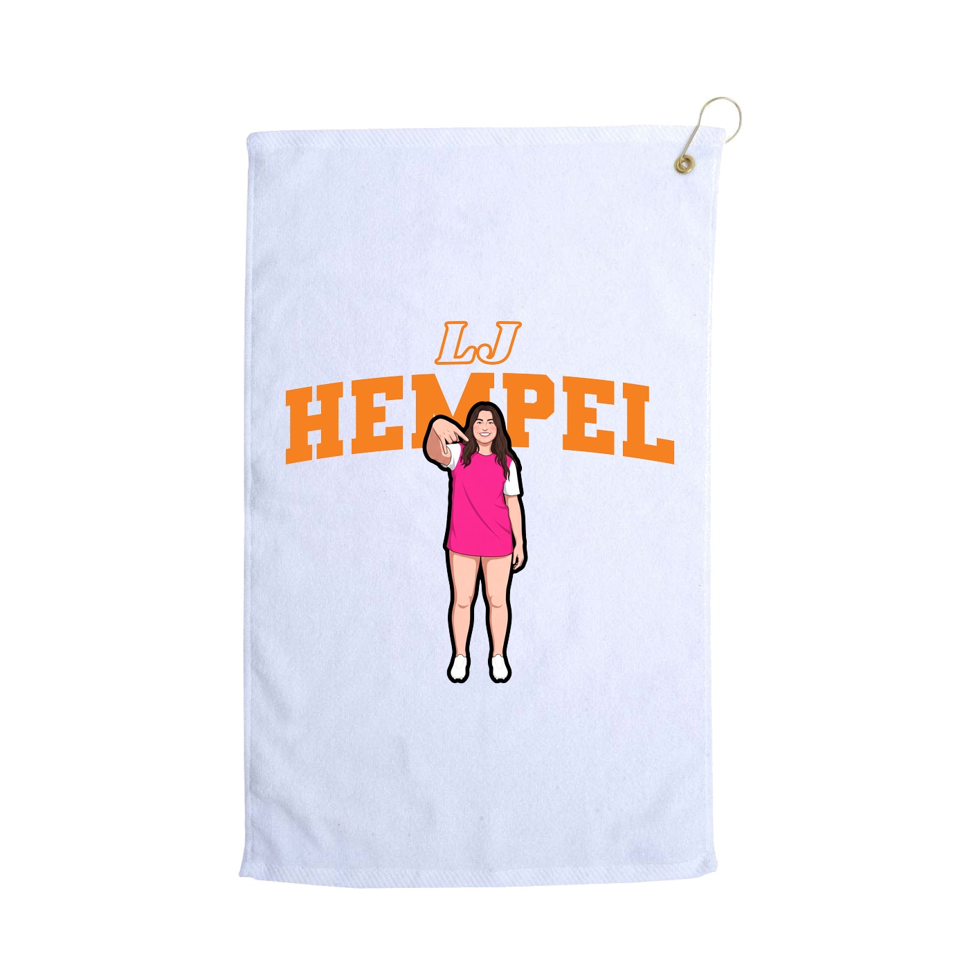 Golf Towel — Name Arch in White