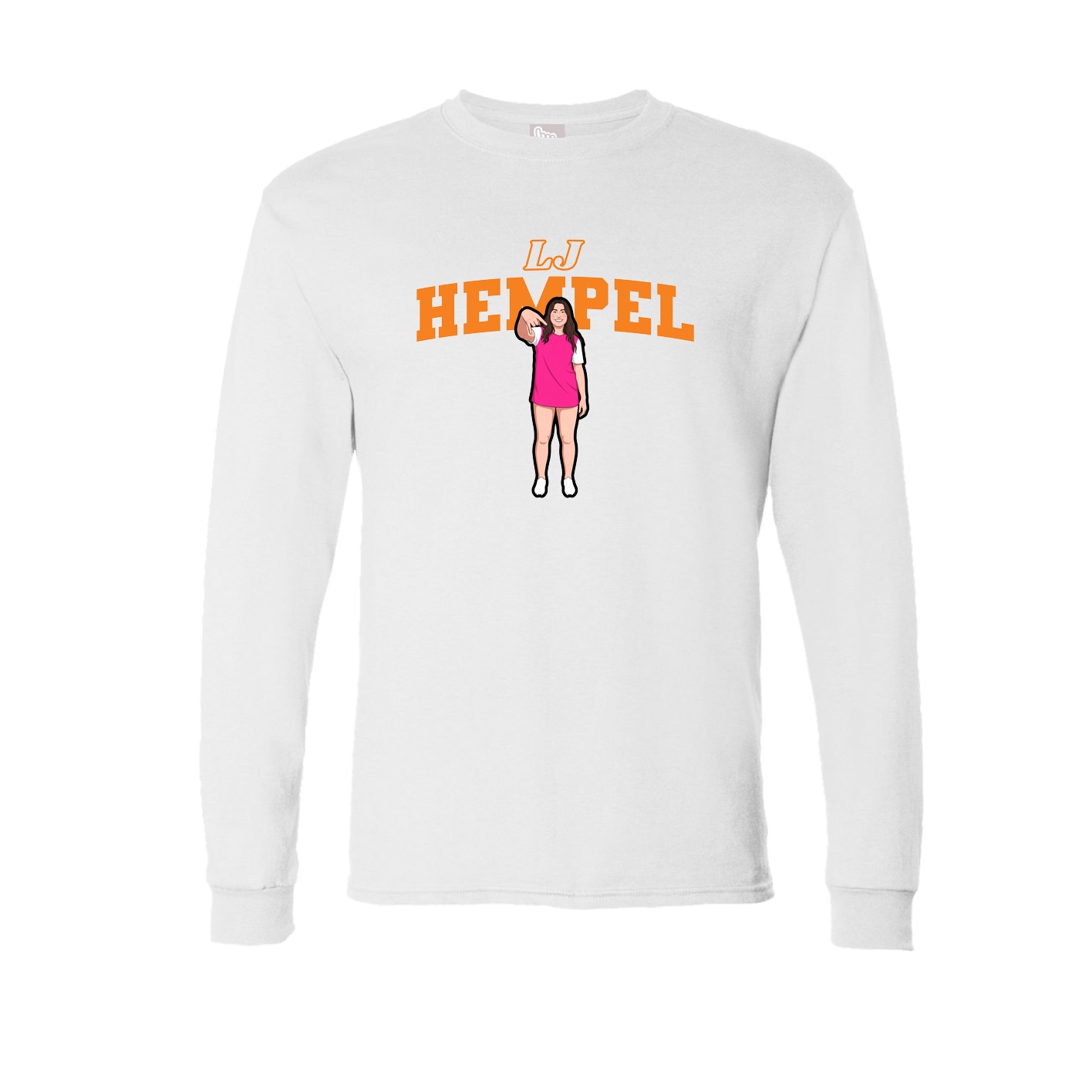 Long Sleeve Tee — Name Arch in White