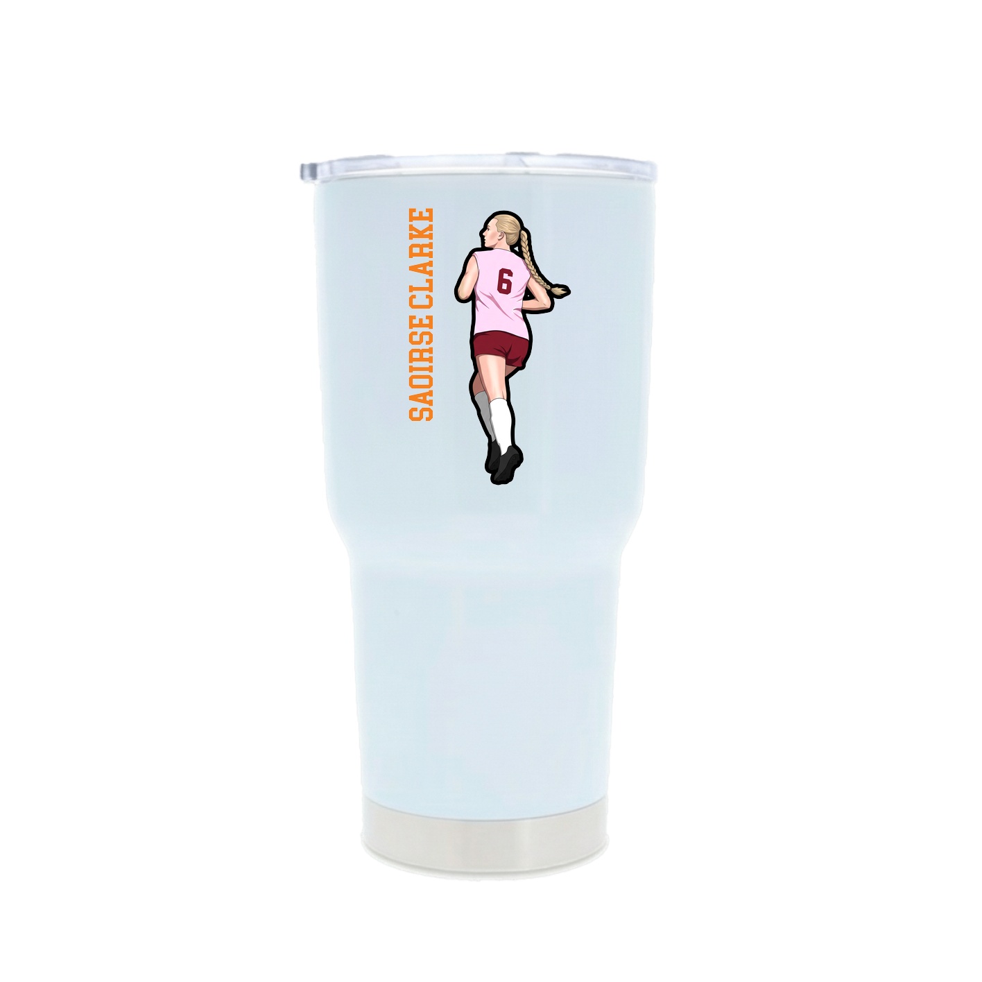 30oz Stainless Steel Tumbler — Name Vertical in White