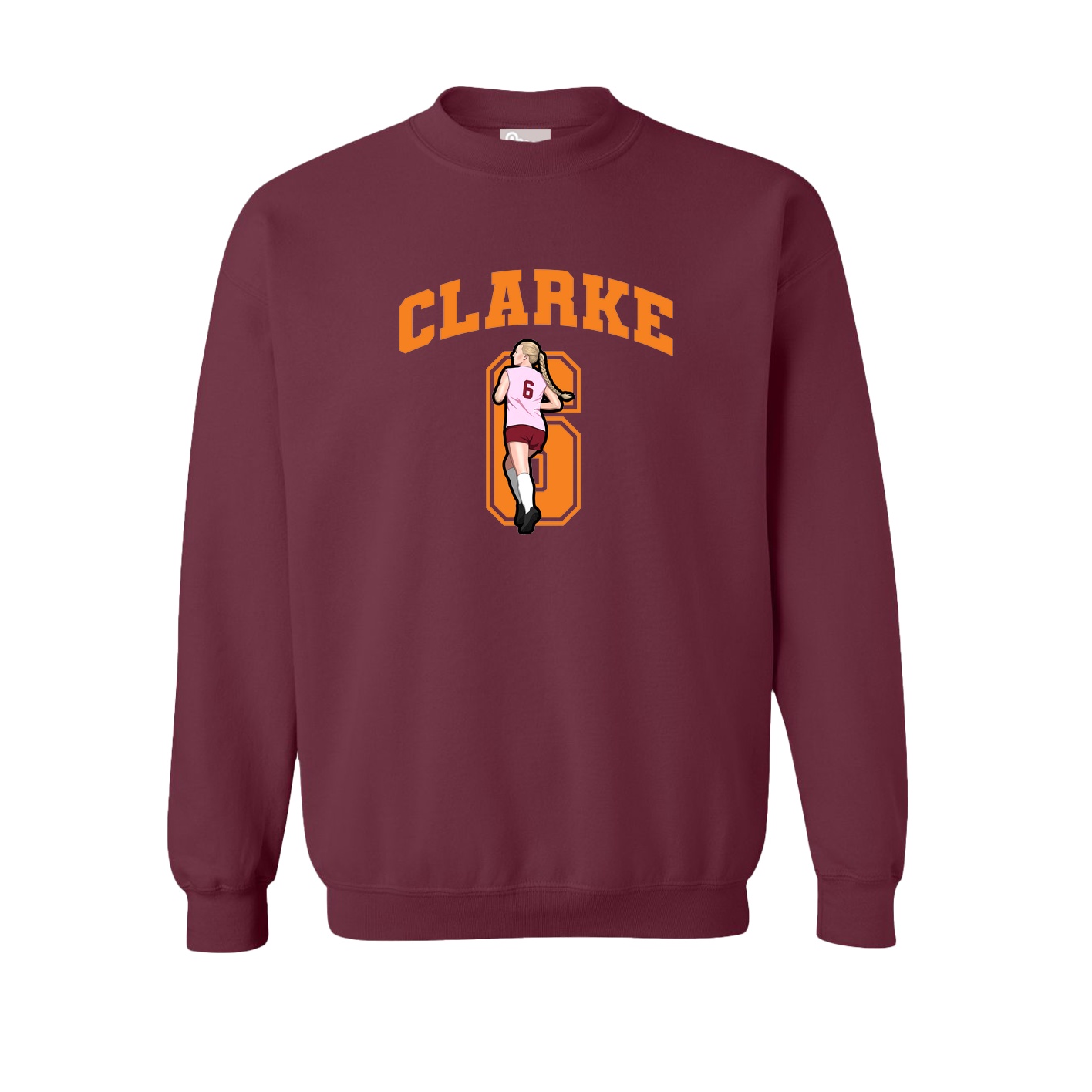 Fleece Crew — Number in Maroon