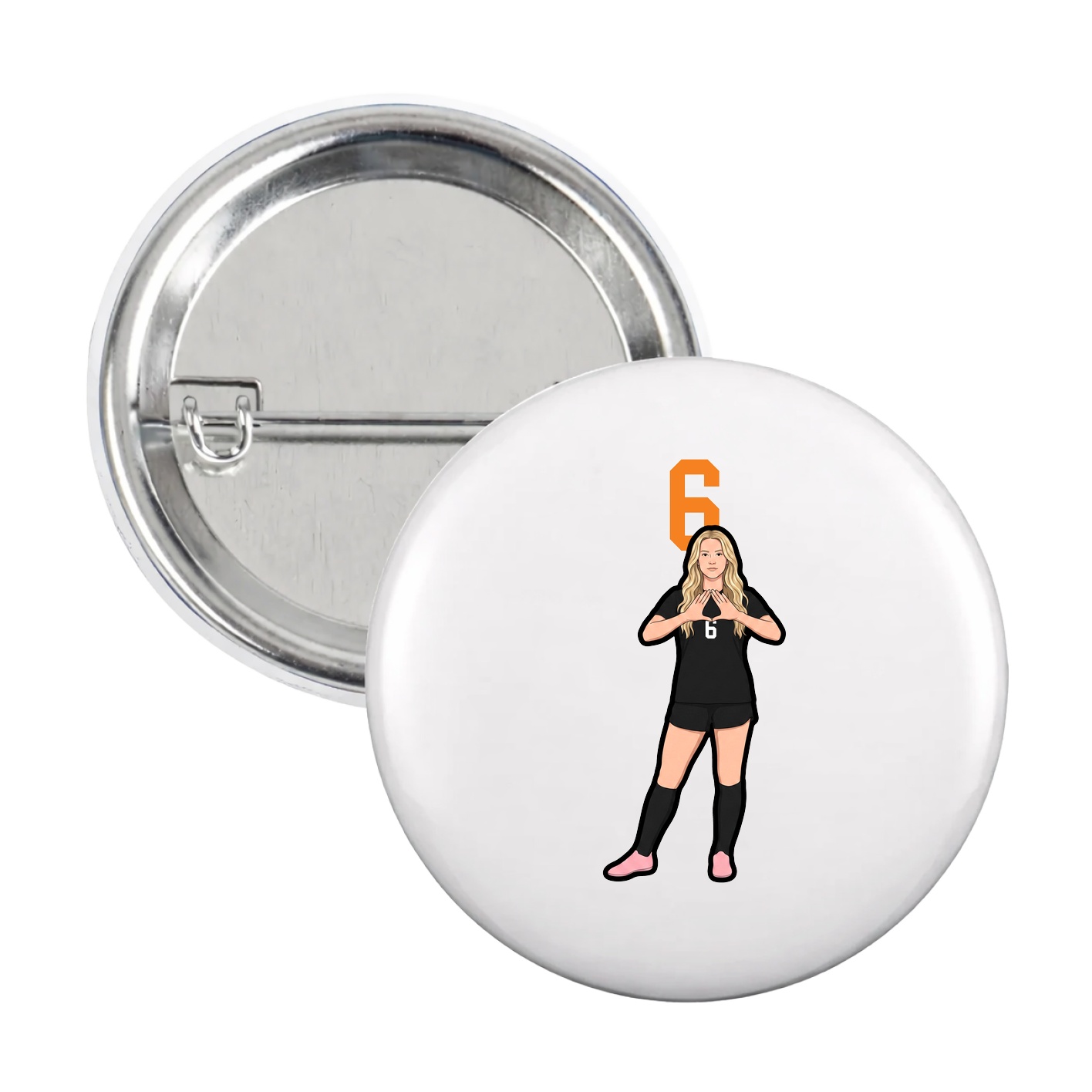 Game Day Button — Number Top in White