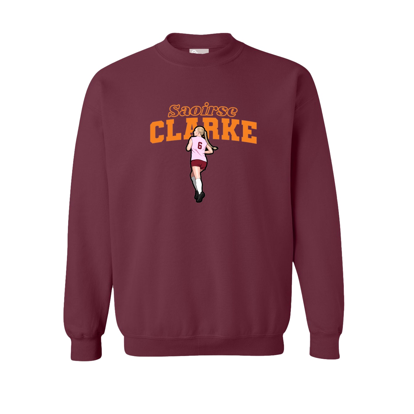 Fleece Crew — Name Arch in Maroon