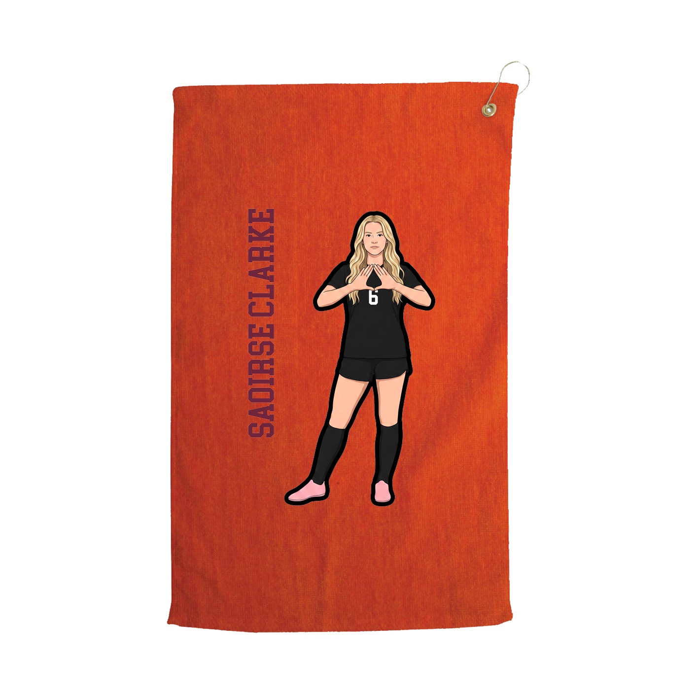 Golf Towel — Name Vertical in Orange