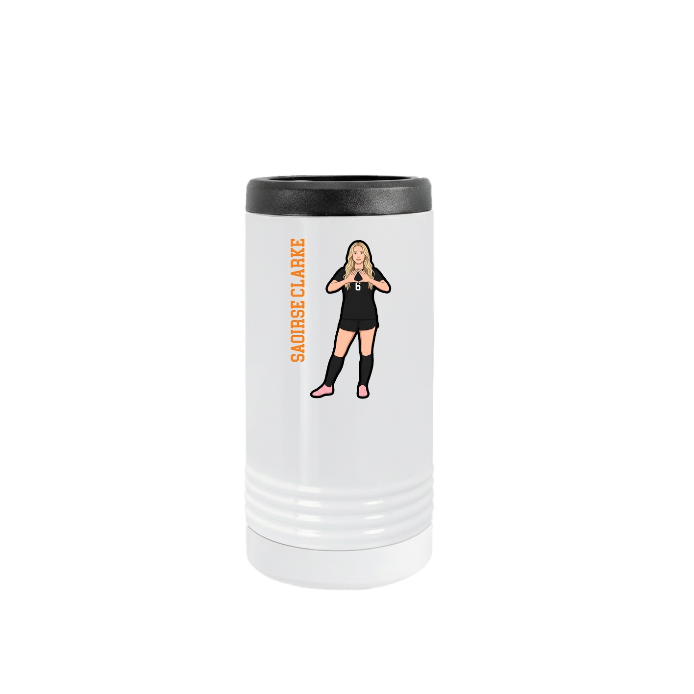 Slim Beverage Holder — Name Vertical in White
