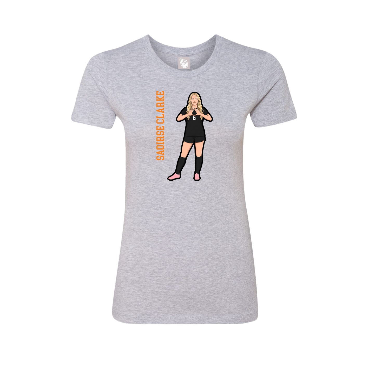 Fitted Women's Tee — Name Vertical in Grey