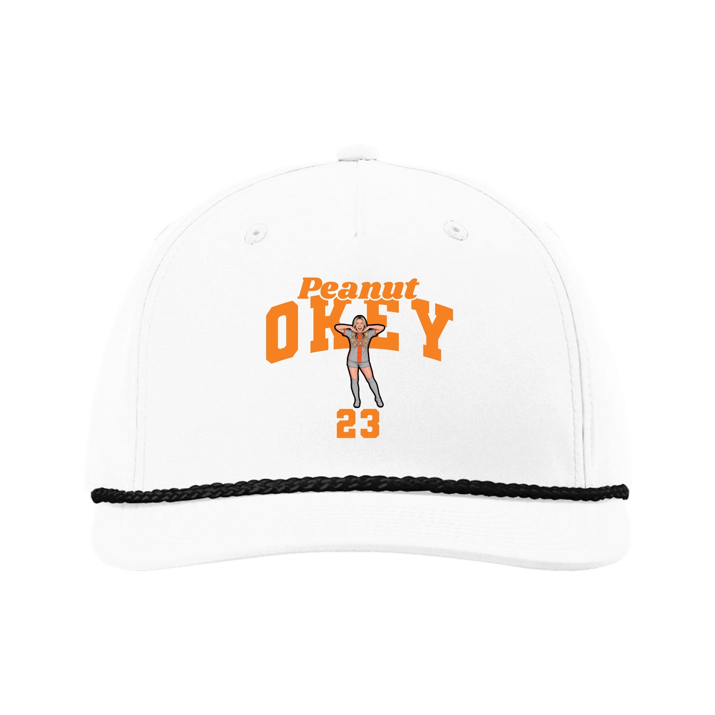 Five-Panel Classic Rope Cap — Signature Arch in White