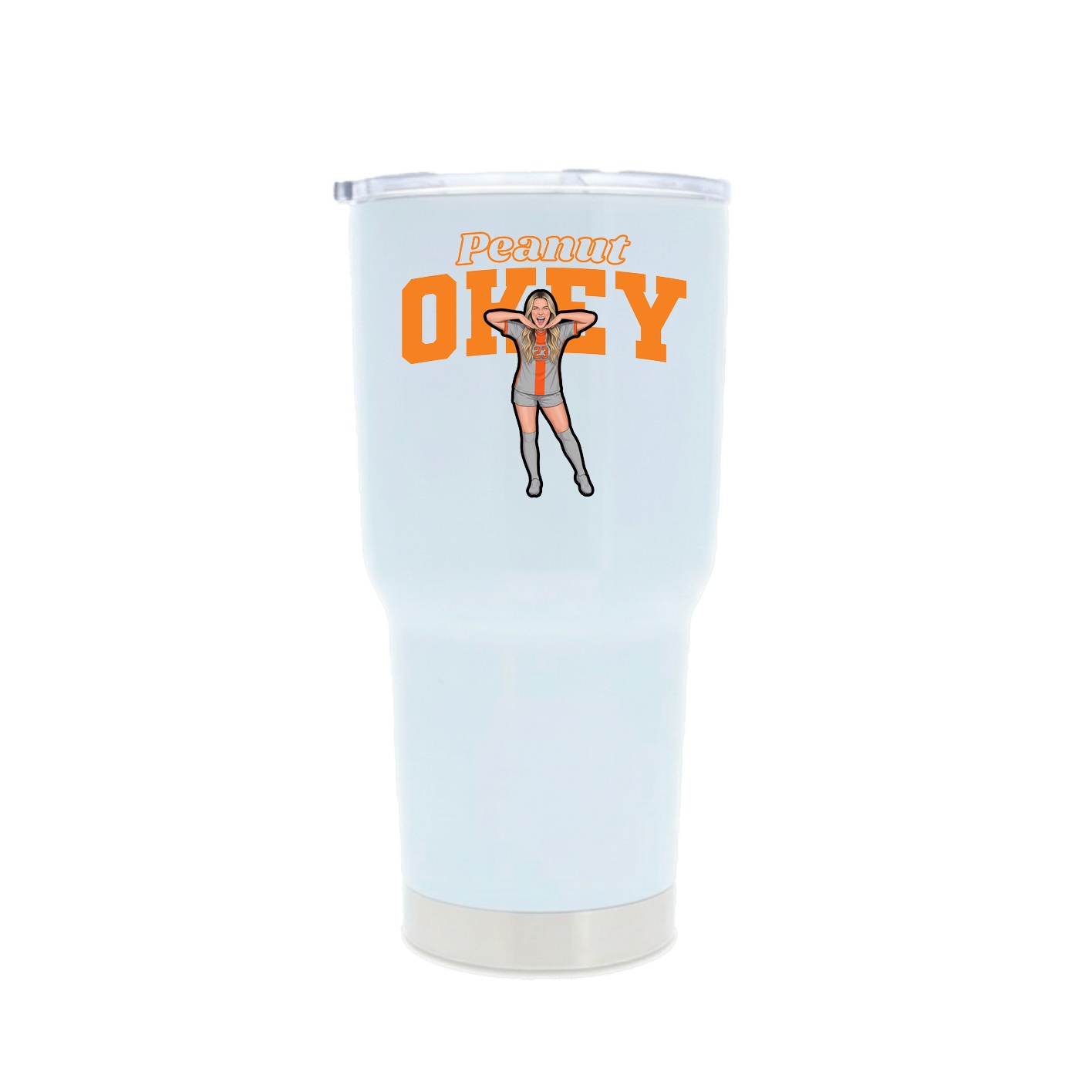 30oz Stainless Steel Tumbler — Name Arch in White