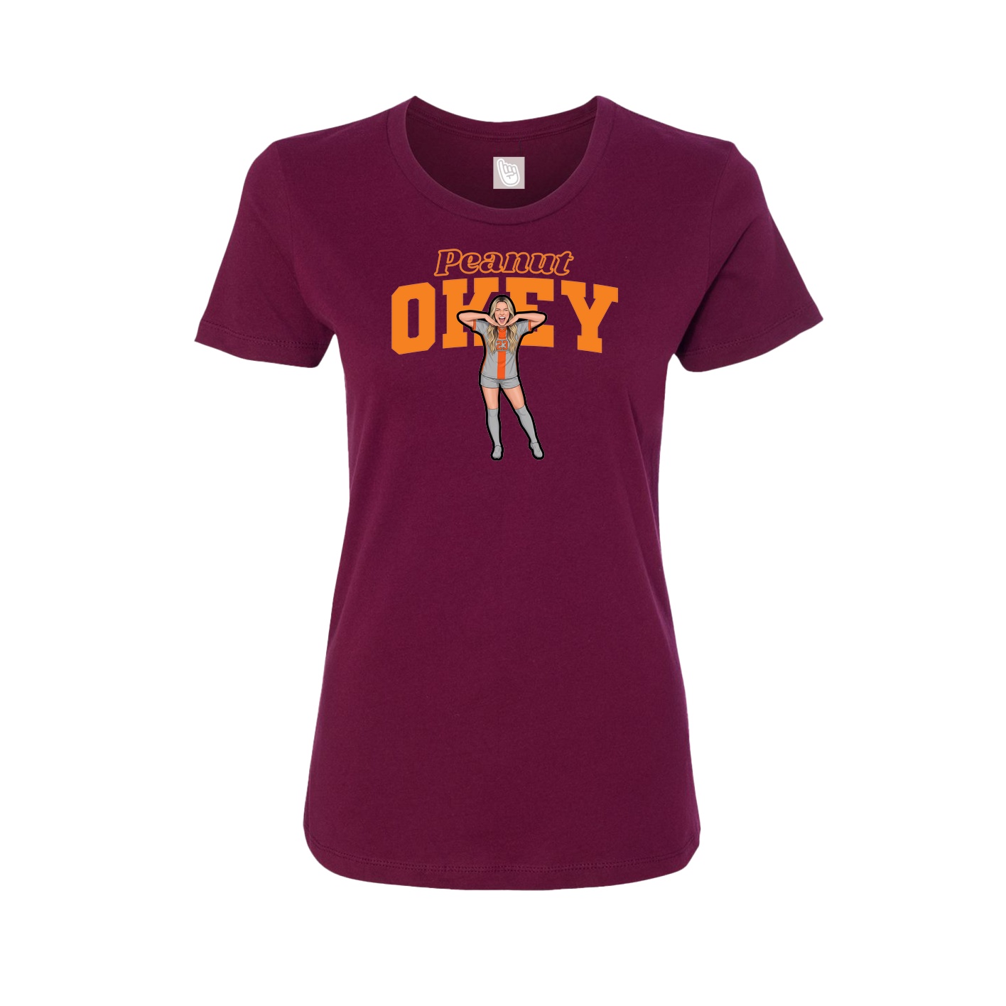 Fitted Women's Tee — Name Arch in Maroon