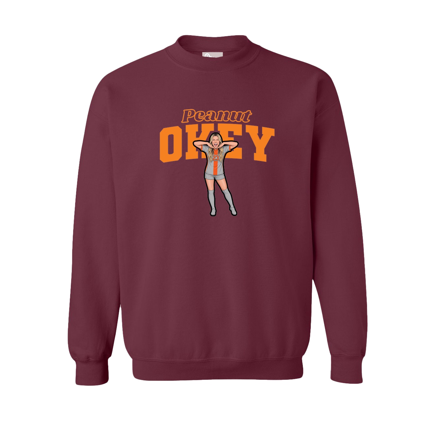Fleece Crew — Name Arch in Maroon
