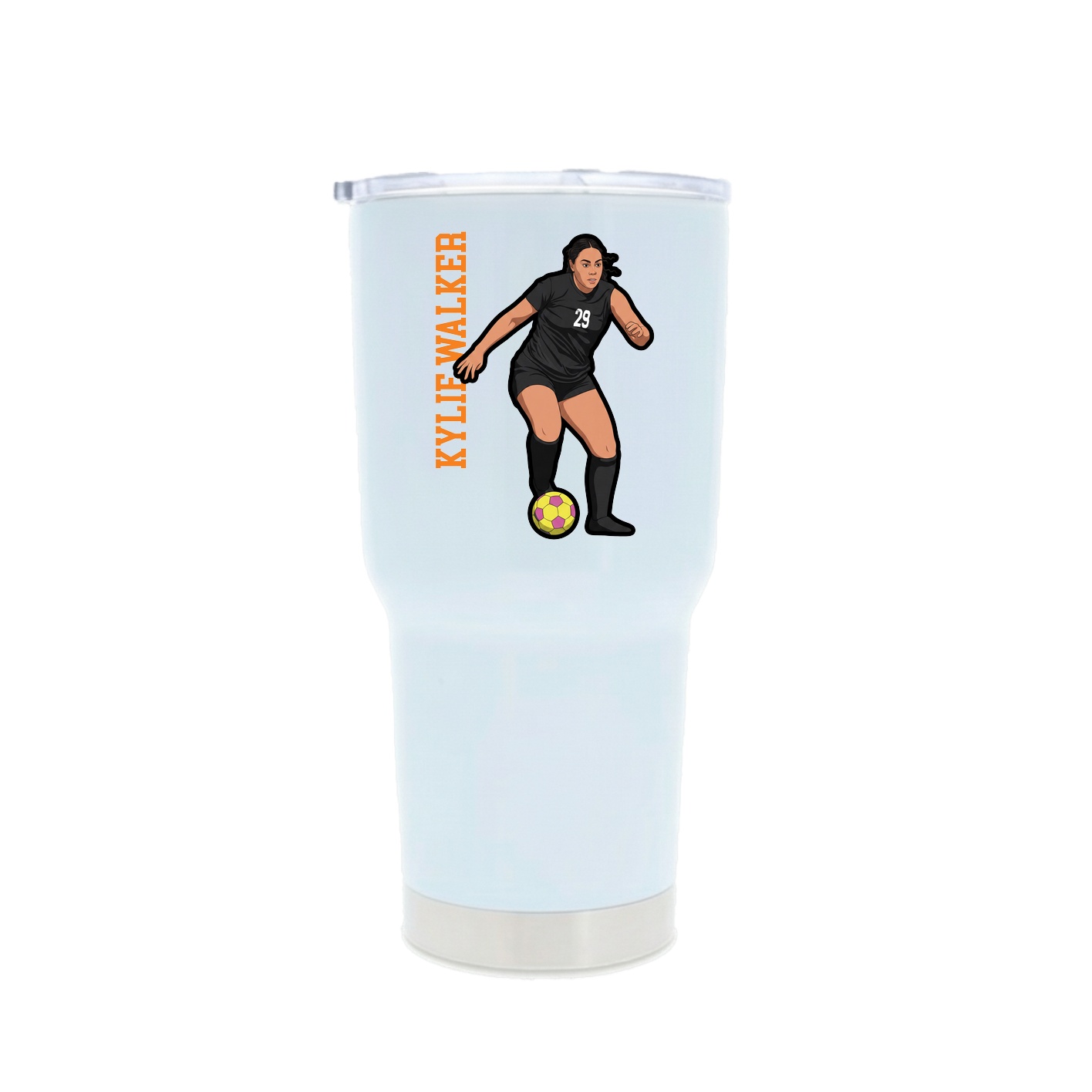 30oz Stainless Steel Tumbler — Name Vertical in White