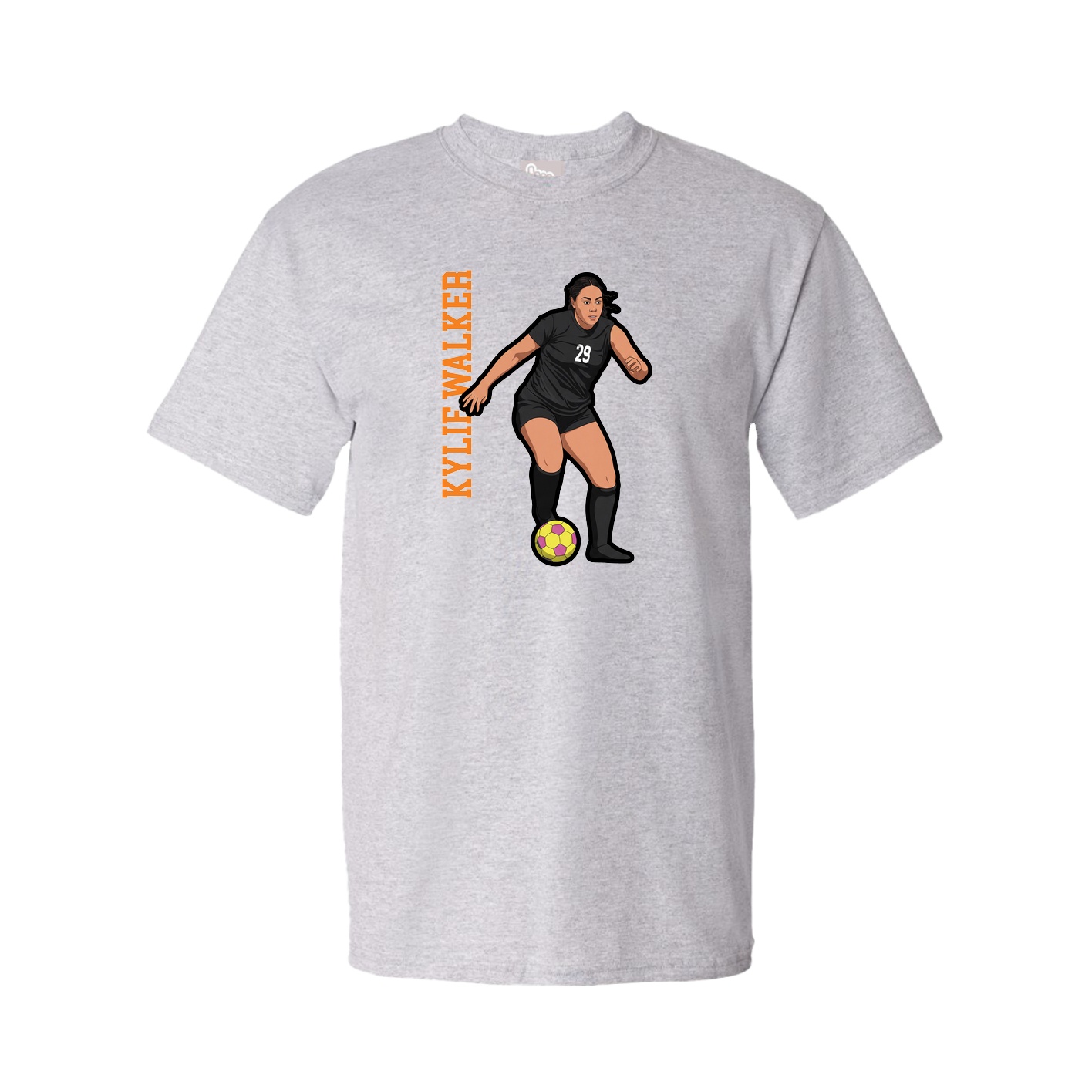 Youth Tee — Name Vertical in Grey