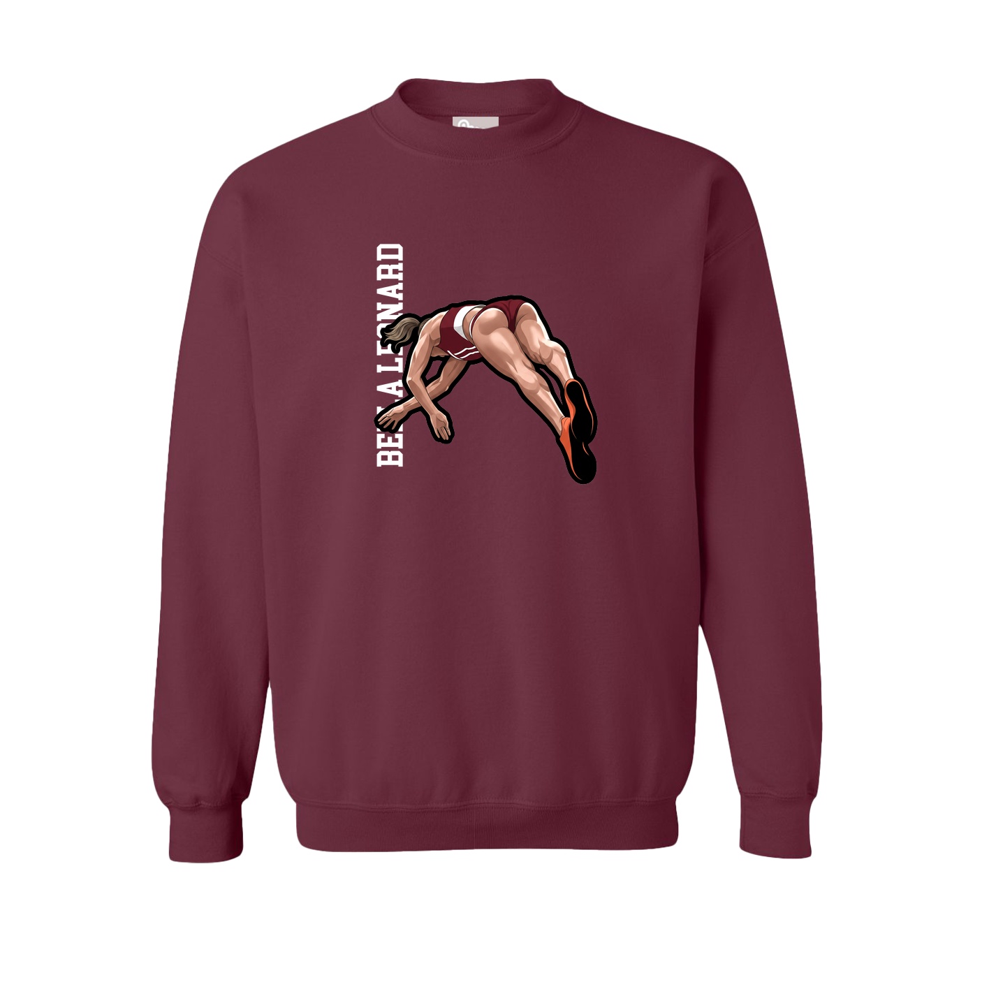 Fleece Crew — Name Vertical in Maroon