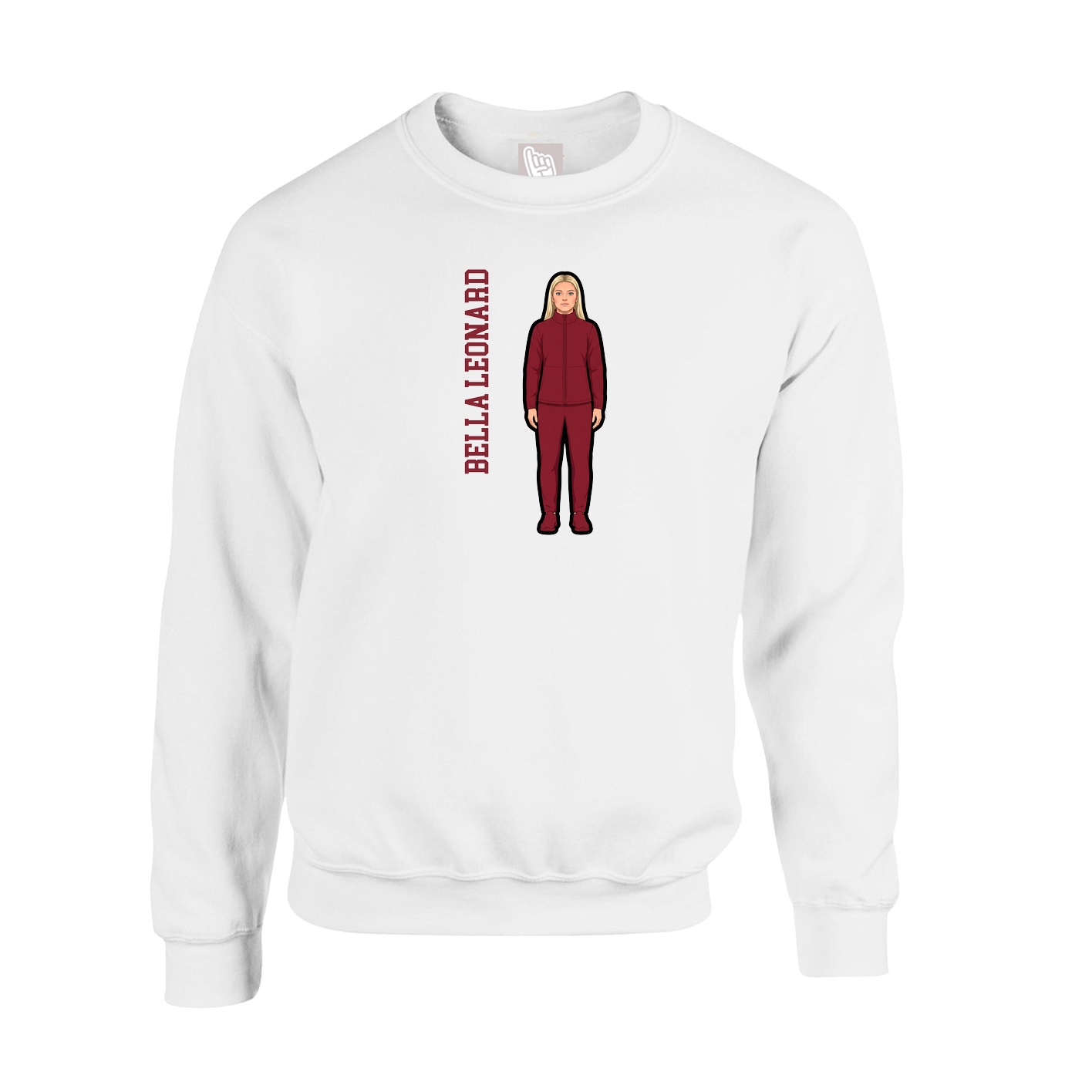 Fleece Crew — Name Vertical in White