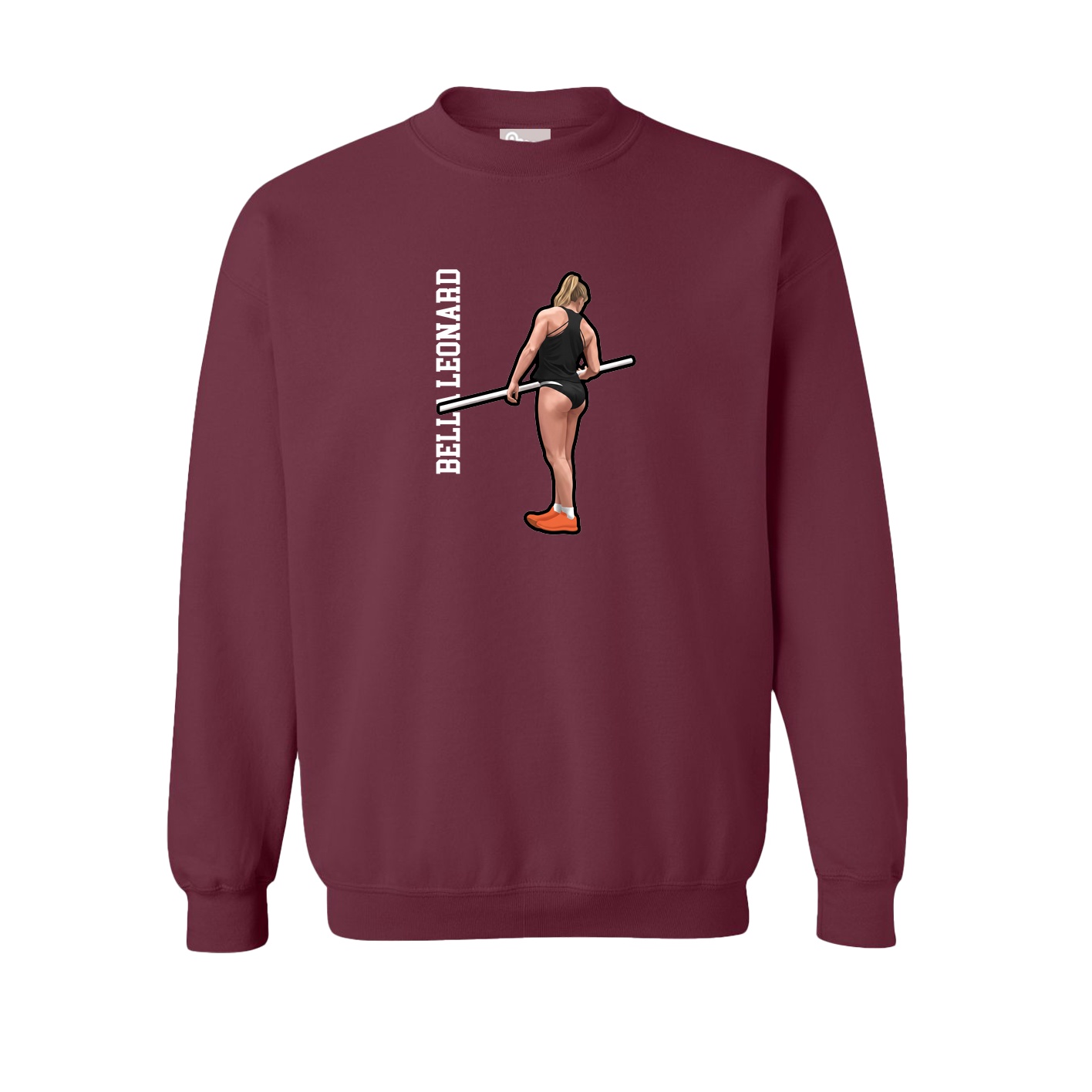 Fleece Crew — Name Vertical in Maroon